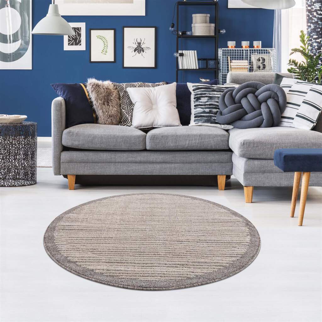 Image of Carpet City Teppich "Art 2231" rund 7 mm Höhe Kurzflor, Streifen-Muster, ideal für Flur & Diele