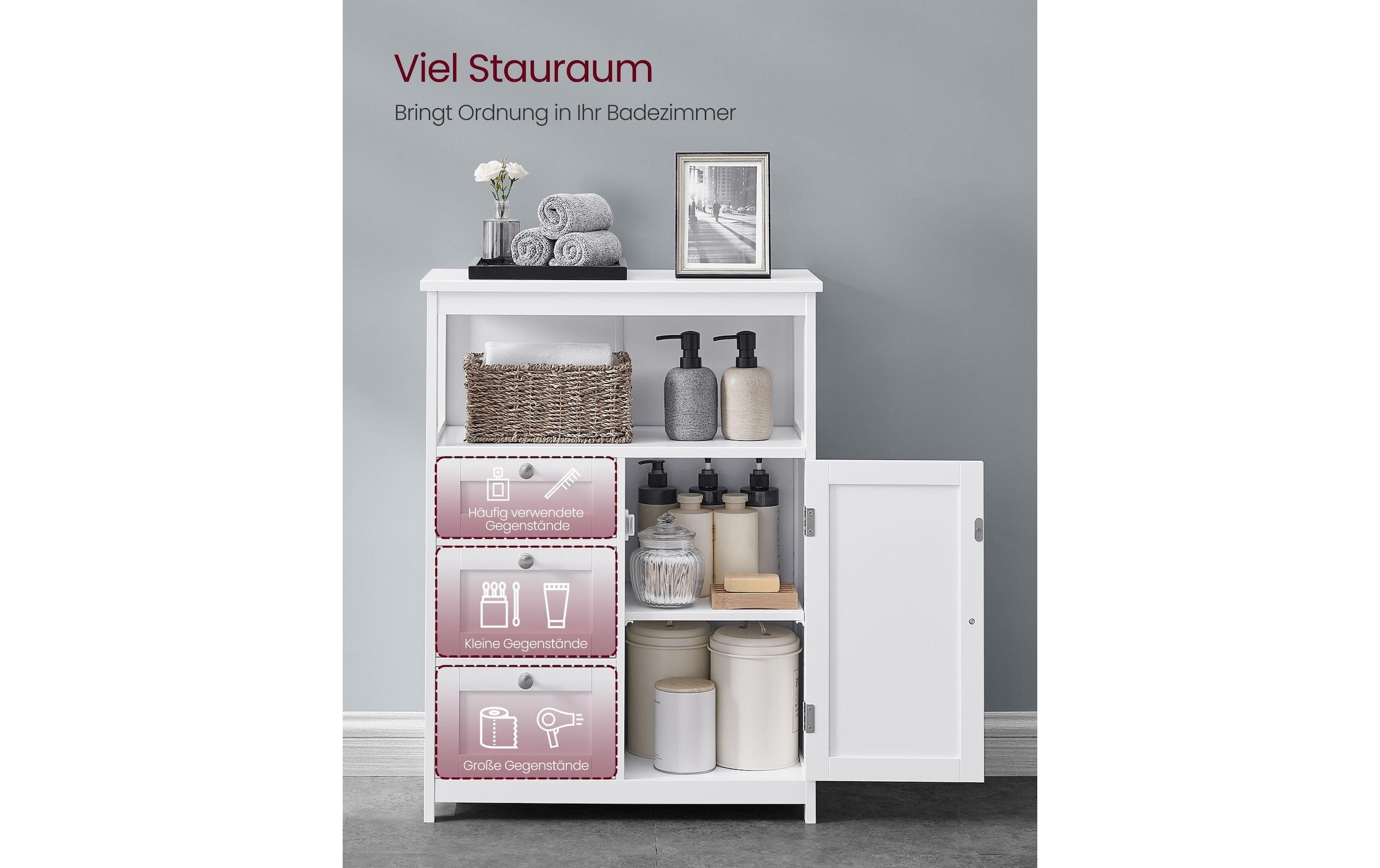 VASAGLE Kommode »Cabinet, MDF, 60 x 80 cm«
