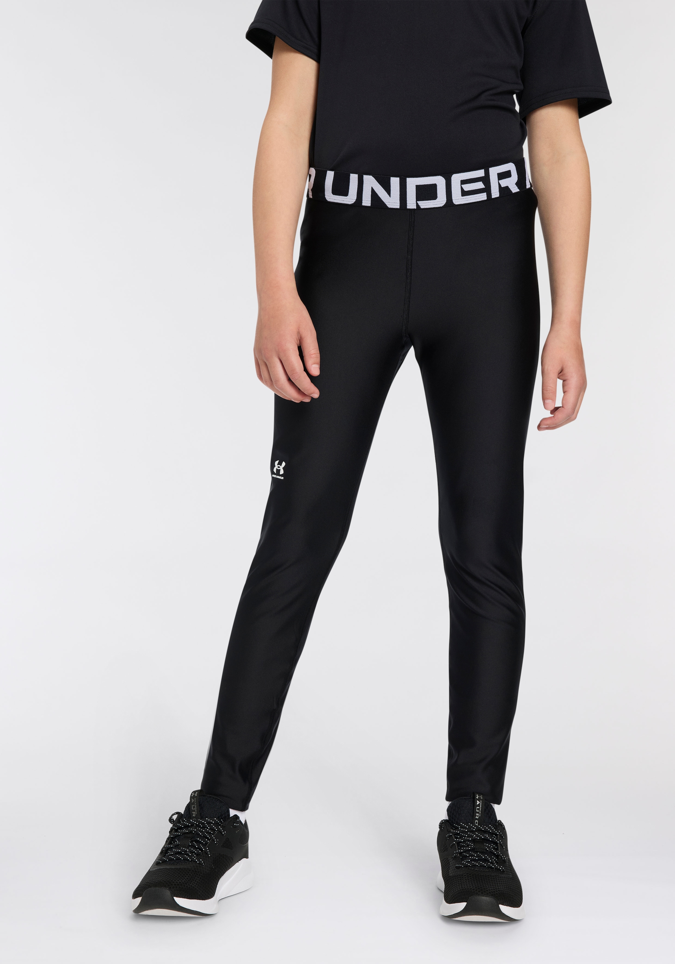 Image of Under Armour Trainingstights "HeatGear" für Kinder, mit Logoschriftzug und Logodruck