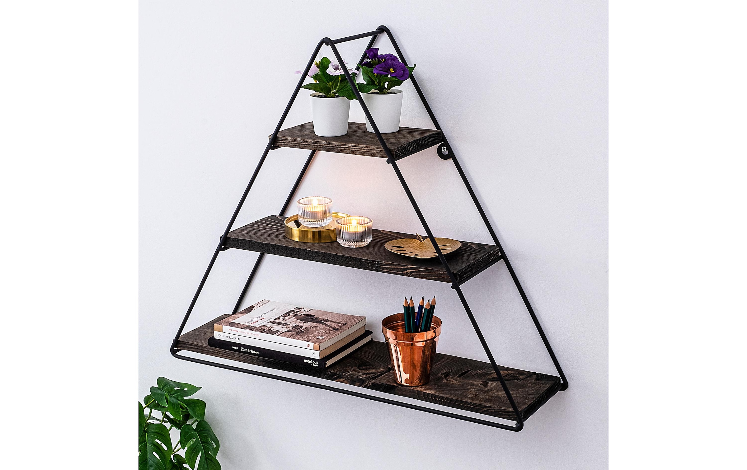 Wandregal »Woody Fashion Hyacinth 60 x 52 x 15 cm, Schwarz/Walnuss«
