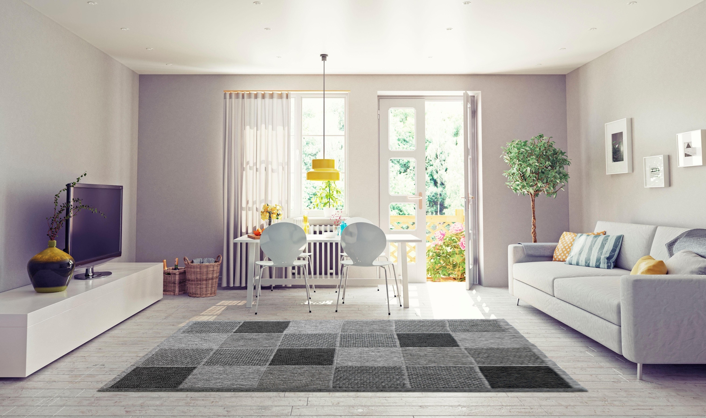 my home Teppich »Kaspar«, rechteckig, 5 mm Höhe, Innen-und Outdoor geeignet, Wohnzimmer