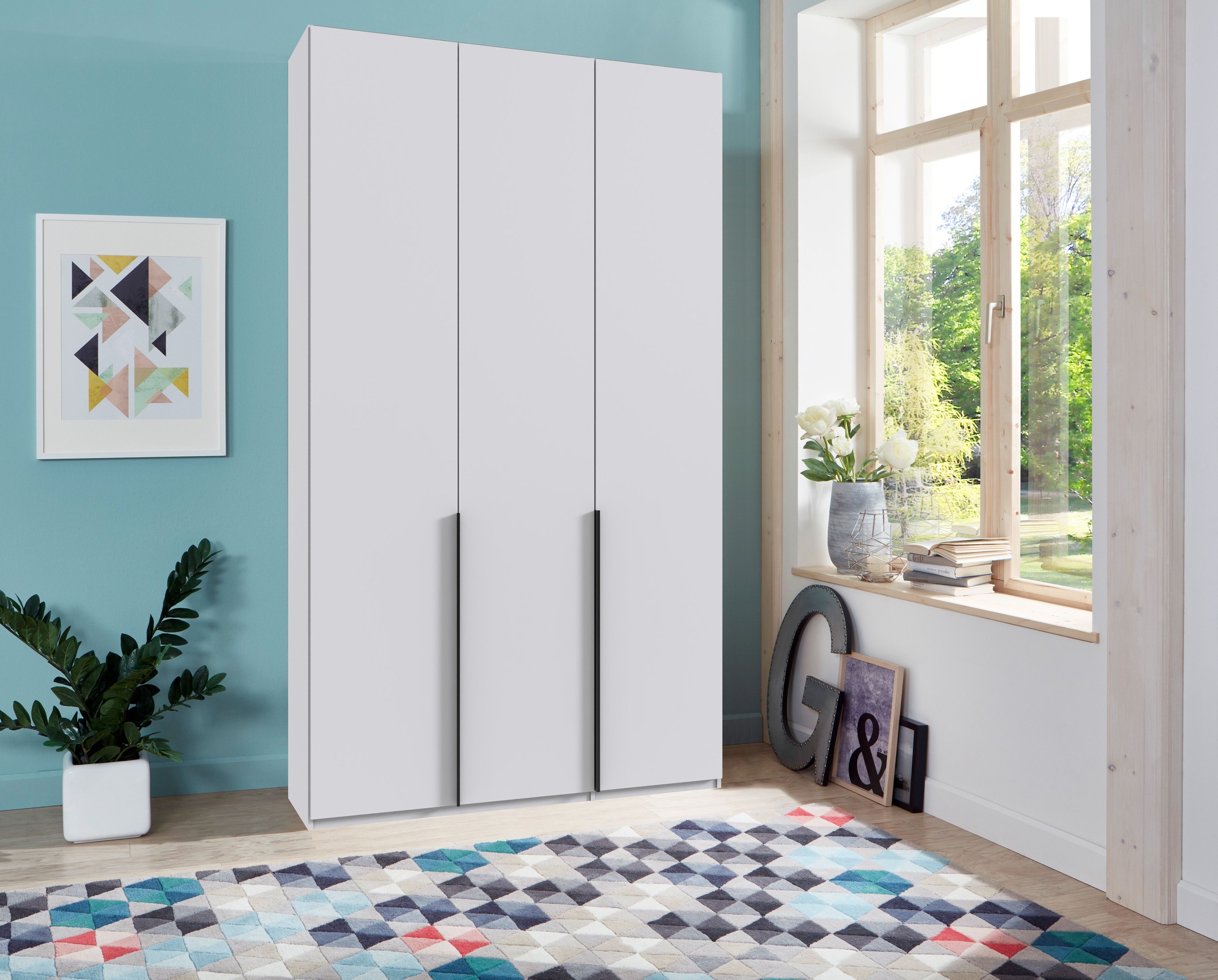 Wimex Kleiderschrank »Mugano,in 8 Breiten,3 Höhen,2 Tiefen, viele Farben, Made in Germany«, (in Basic oder Premium Ausstattung mit 2 weiteren Einlegeböden), mit langen oder kurzen Griffen aus Metall, mit oder ohne Spiegel