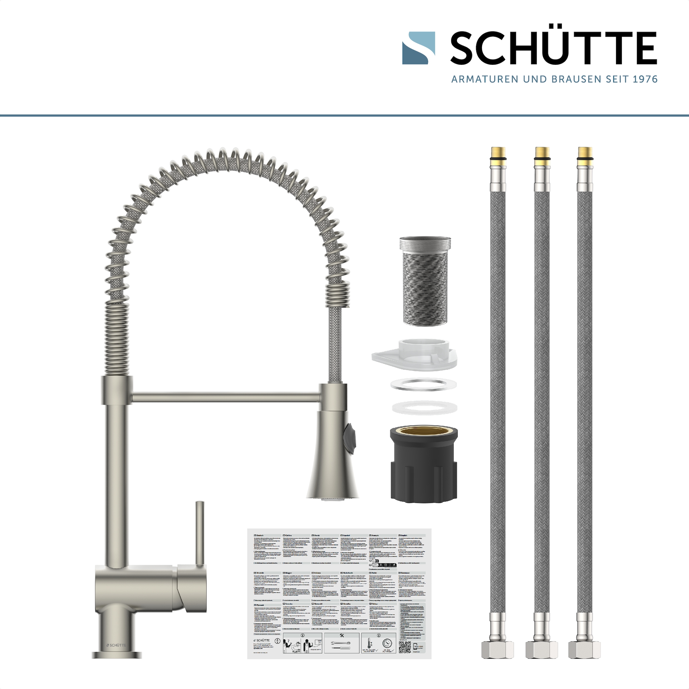 Schütte Robinet d'évier »Cornwall« robinet basse pression, acier inoxydable, Cold-Start, douchette 2 jets, pivotant