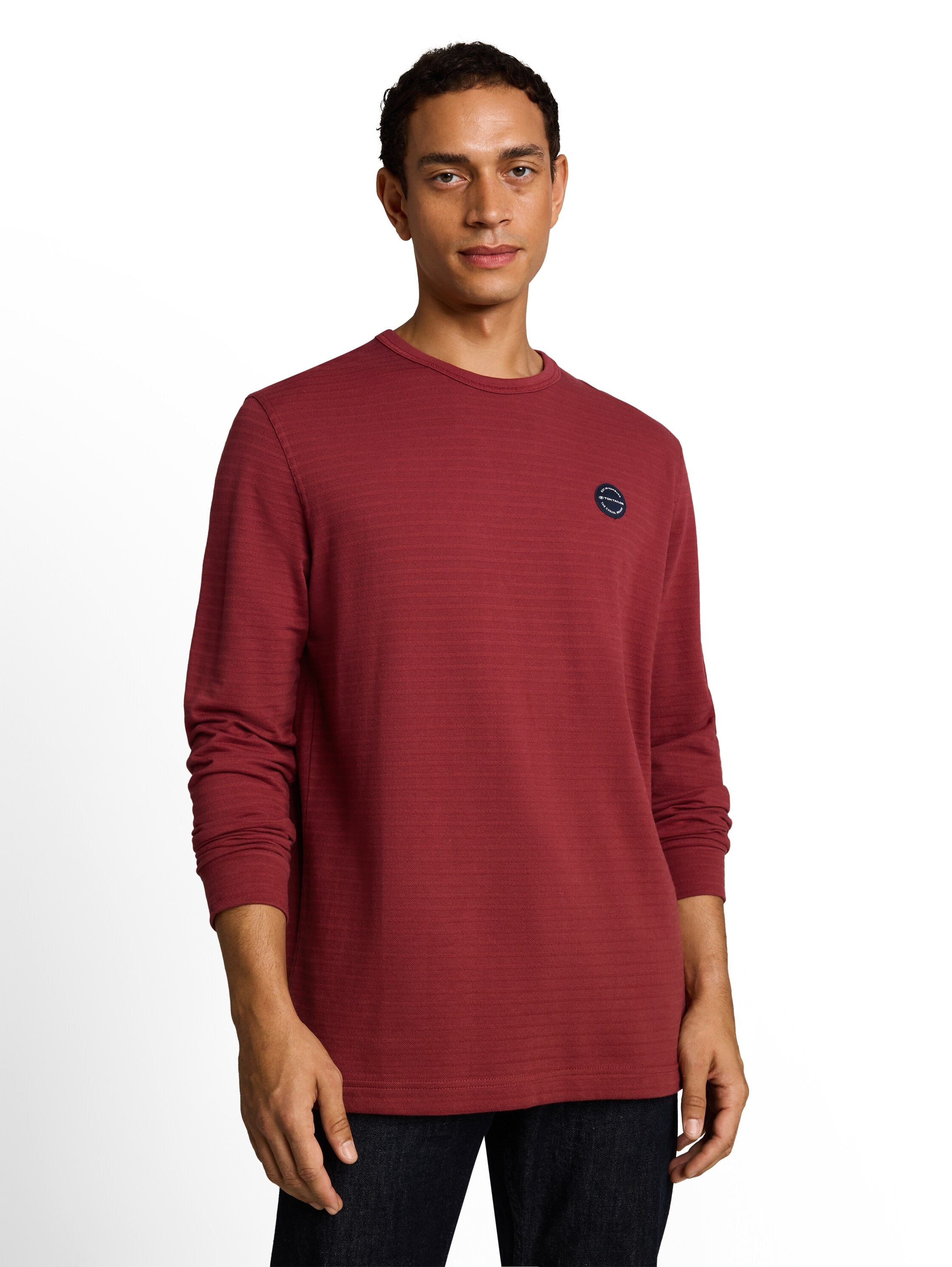 TOM TAILOR T-shirt à manches longues Col rond / avec fines rayures