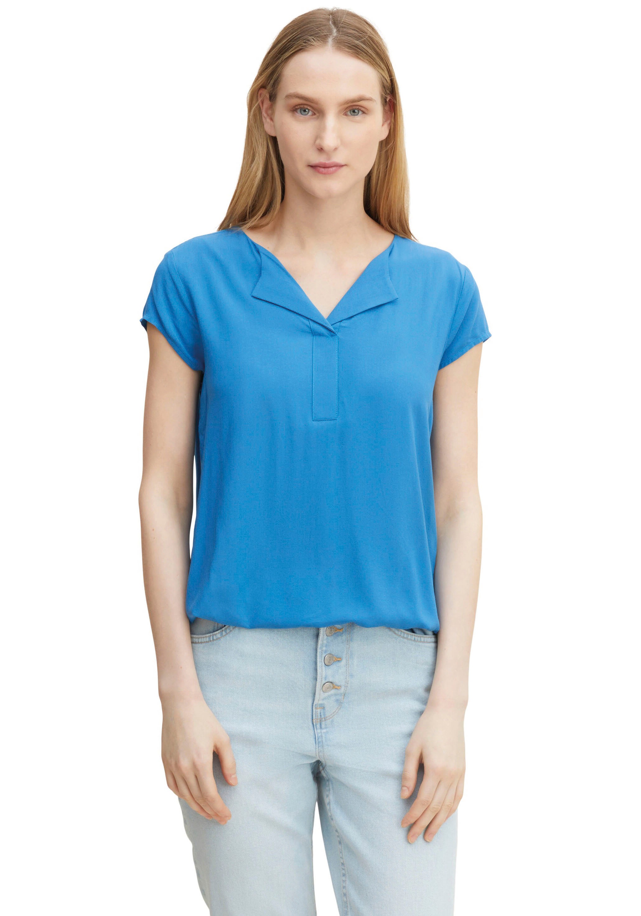 Image of TOM TAILOR Kurzarmbluse, sommerlichen Dessins und dekorativem Ausschnitt bei Ackermann Versand Schweiz