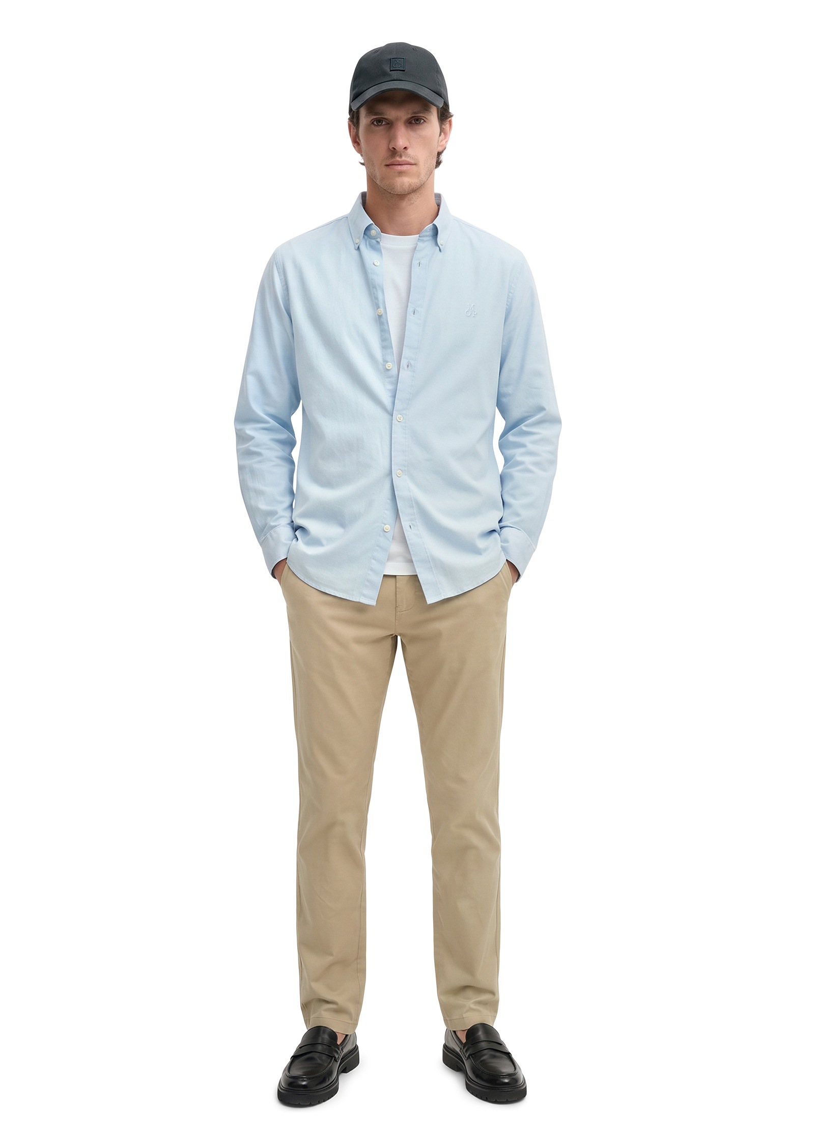 Marc O'Polo Langarmhemd regular fit aus Bio-Baumwolle, Button-down-Kragen, mit Struktur