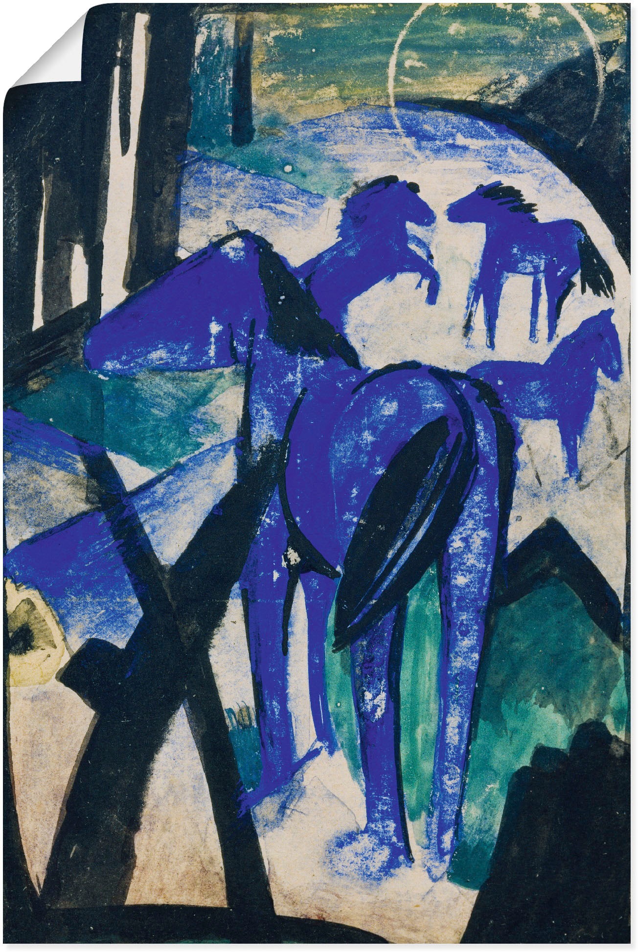 Image of Artland Wandbild »Die Mutterstute der blauen Pferde I«, Haustiere, (1 St.), in vielen Grössen & Produktarten - Alubild / Outdoorbild für den Aussenbereich, Leinwandbild, Poster, Wandaufkleber / Wandtattoo auch für Badezimmer geeignet bei Ackermann Versand