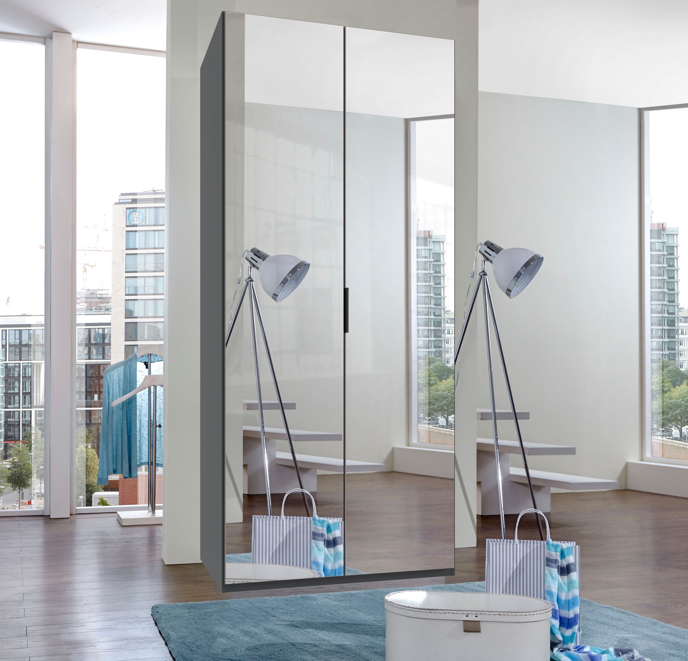 Wimex Kleiderschrank »Oxford by fresh to go, in 3 Breiten, Made in Germany«, (wahlweise mit oder ohne Spiegel), mit hochwertigen Falttüren für den perfekten Überblick