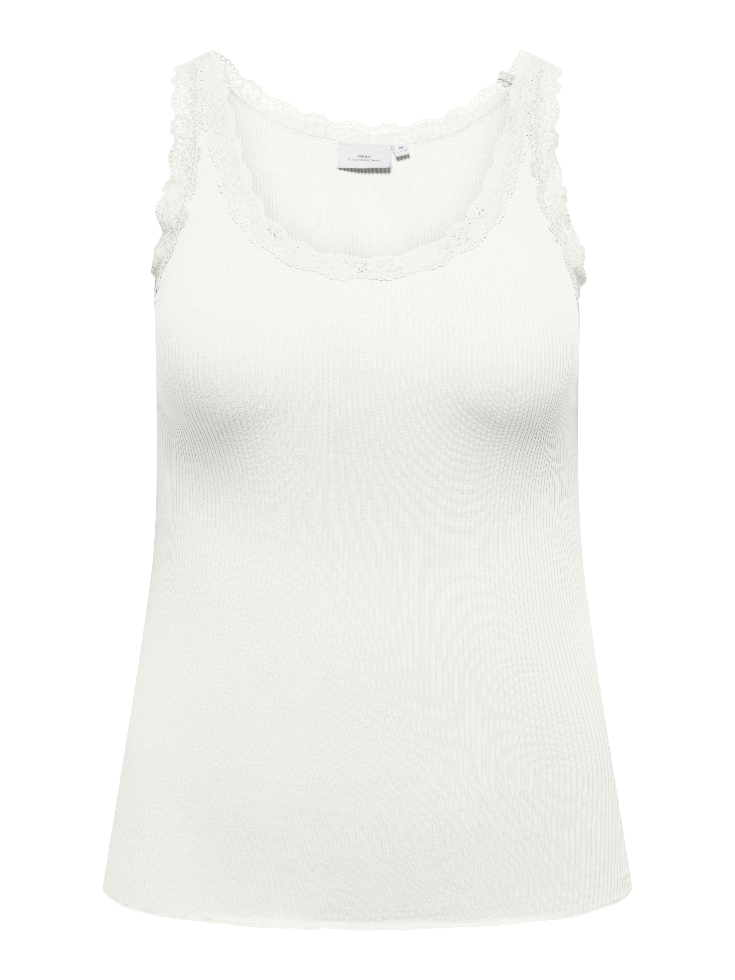 ONLY CARMAKOMA Top à bretelles »CARSARA SHARAI LACE TANK TOP JRS NOOS« mit Spitze am Ausschnitt und leicht gewelltem Saum