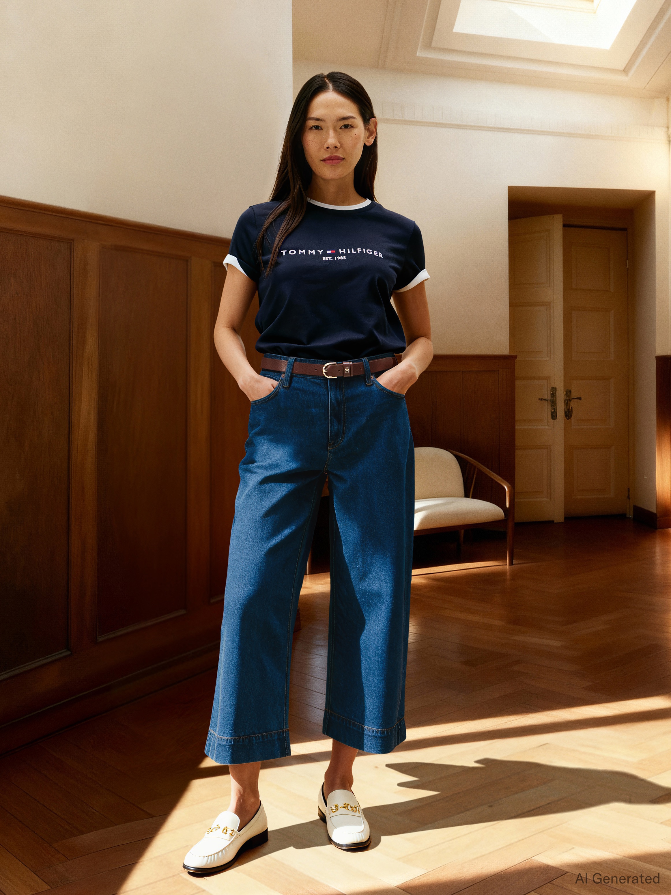Tommy Hilfiger Shirt à col rond »HERITAGE HILFIGER C-NK REG TEE« mit gesticktem Tommy Hilfiger Linear Logo-Schriftzug