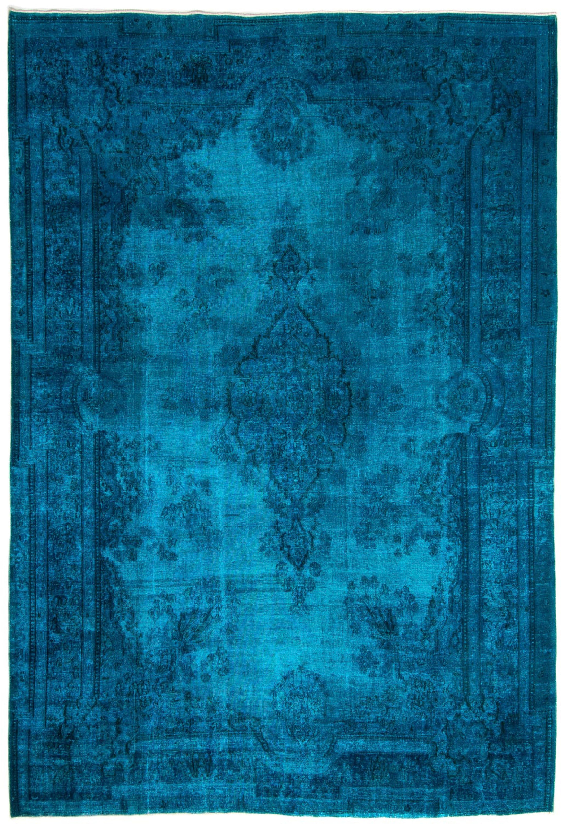morgenland Teppich »Vintage - 363 x 251 cm - dunkelblau«, rechteckig, Wohnzimmer, Handgeknüpft, Einzelstück mit Zertifikat