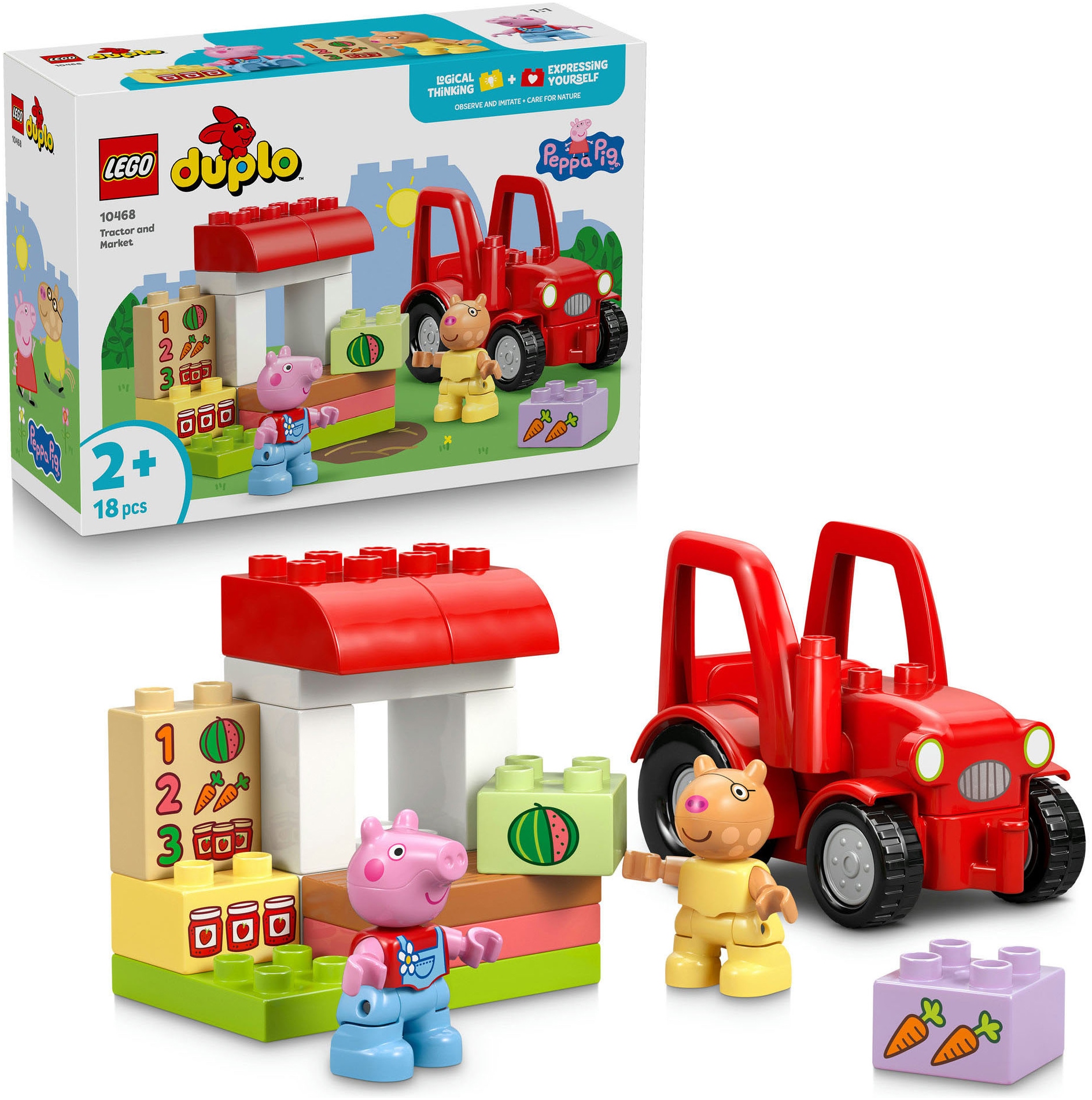 Image of LEGO Konstruktionsspielsteine "Traktor und Marktstand (10468), LEGO DUPLO Peppa Pig"
