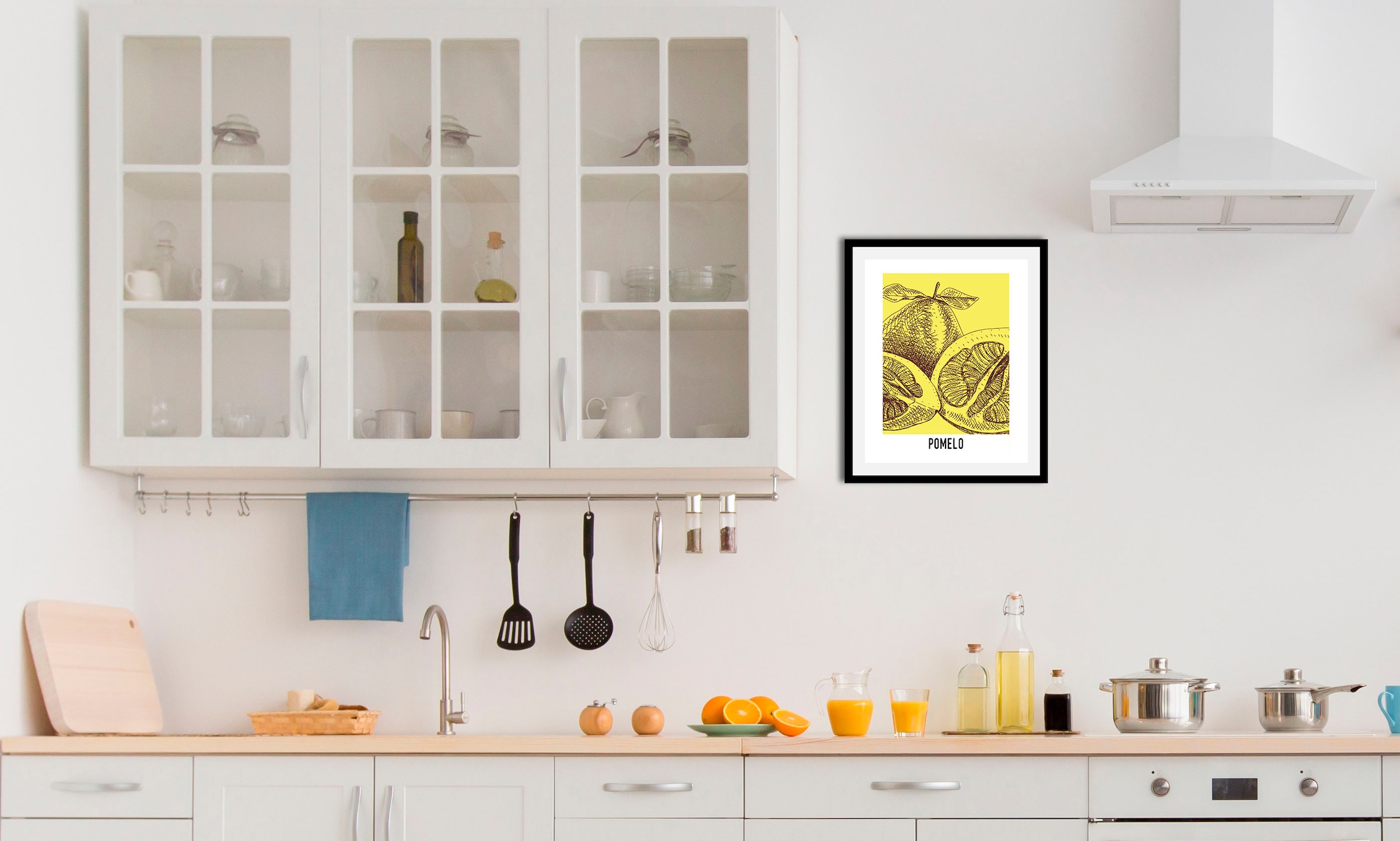 Image of queence Bild "Pomelo" Abstrakt Essen Kunst Lebensmittel Obst Obst Bilder Schriftzug 1 Stk. tlg. gerahmt