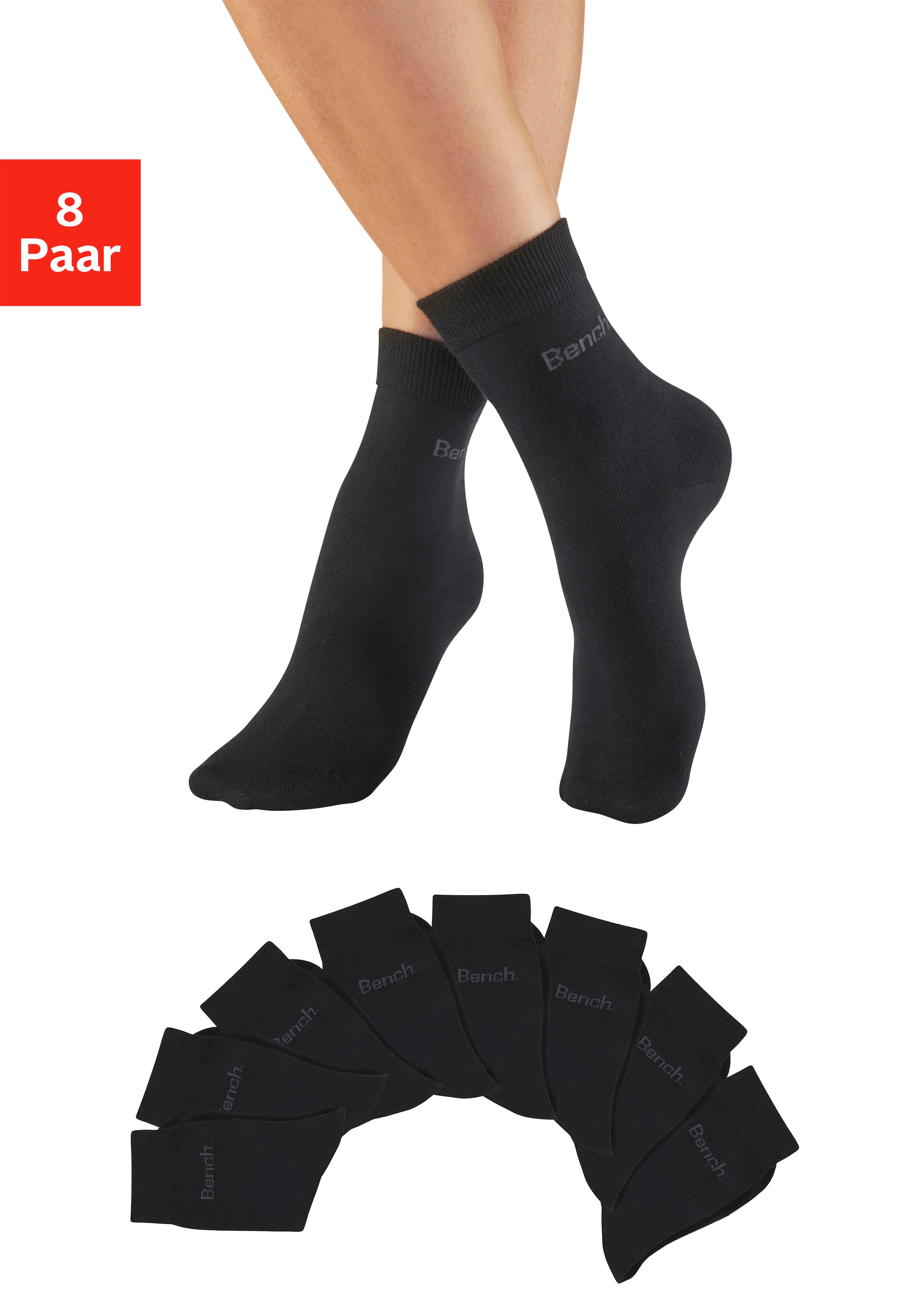 Bench. Basicsocken Packung, 8 Paar tlg. klassisch mit Baumwolle