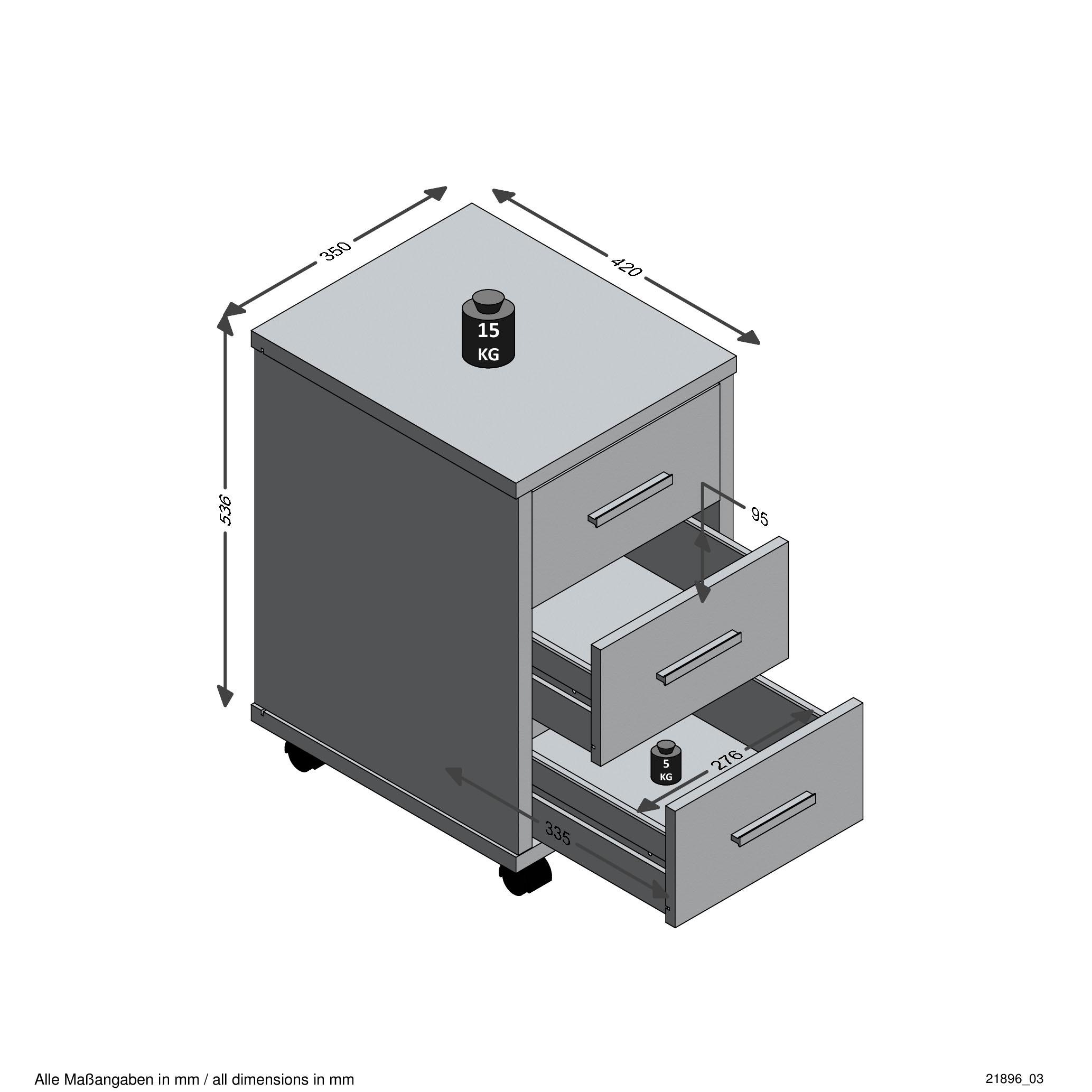 3 Schubkästen »Diego FMD kaufen 2«, mit Rollcontainer