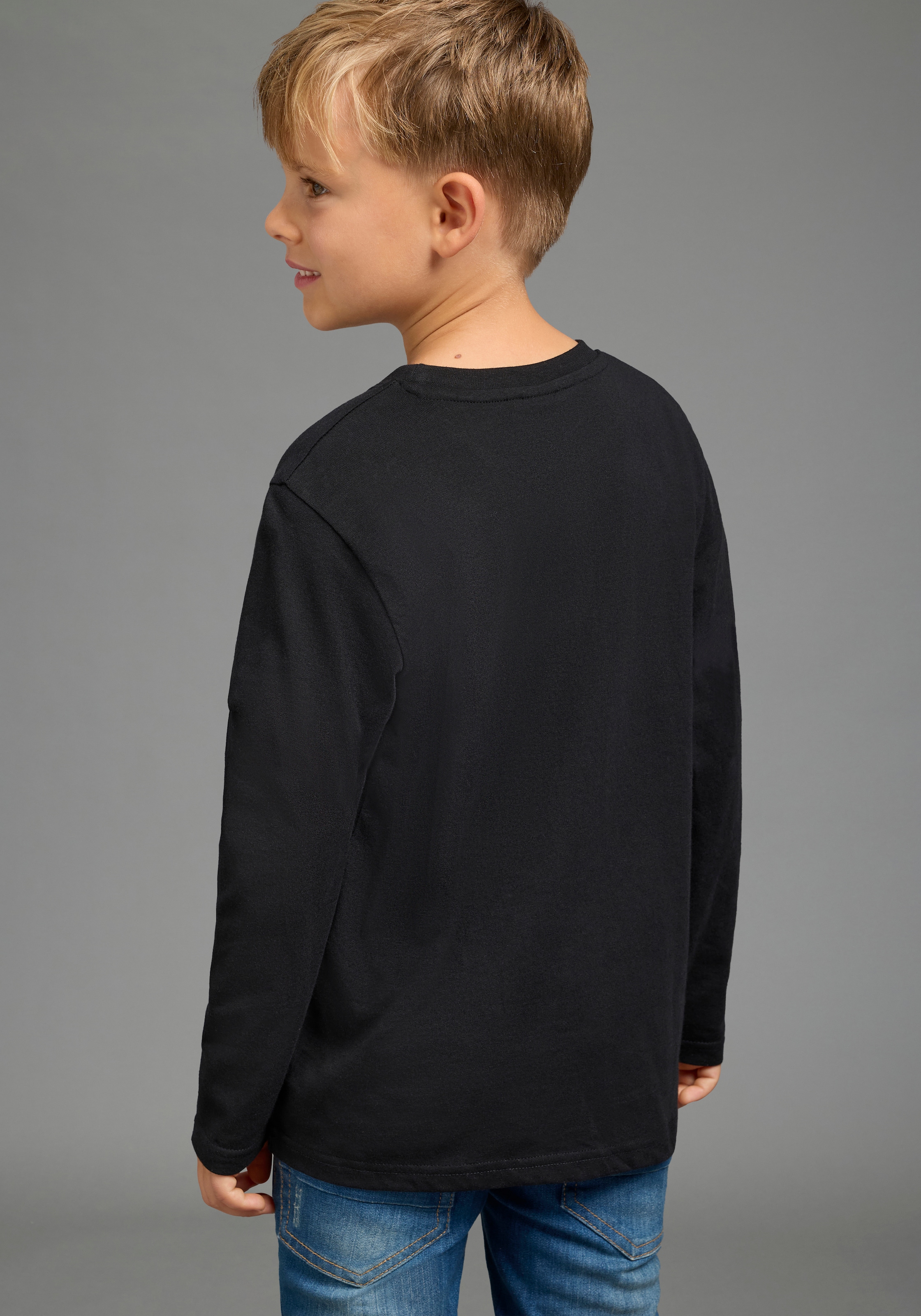 KIDSWORLD T-shirt à manches longues »STITCH Shirt für Jungen, Disney« style tendance, coupe basique, avec encolure ronde