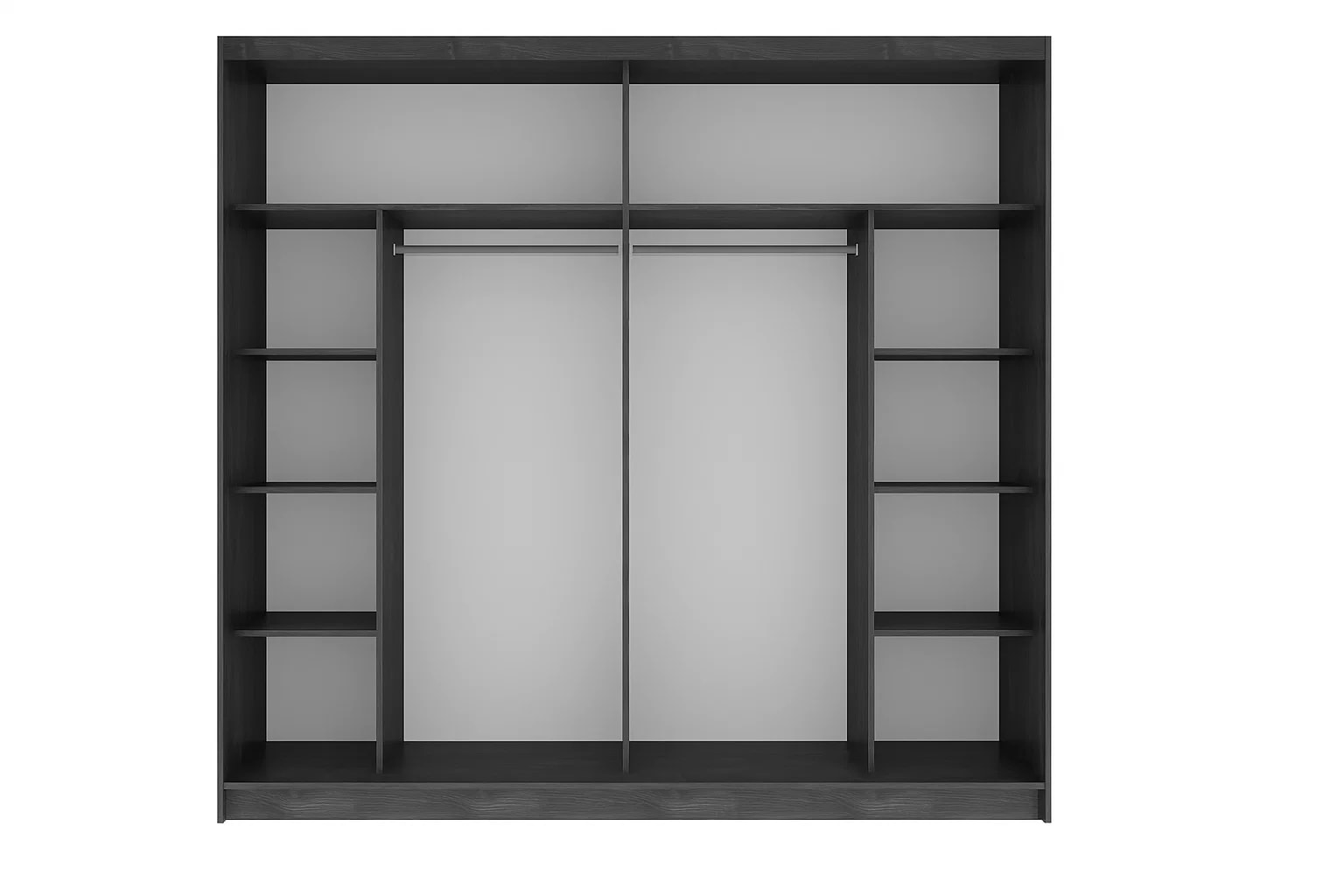 Home affaire Kleiderschrank »PRESSAC mit viel Stauraum, 10 Fächer, 2 Kleiderstangen, Breite 230cm« Garderobe mit 2 Schiebetüren und Spiegel, Masse B/T/H: 230/62/215 cm