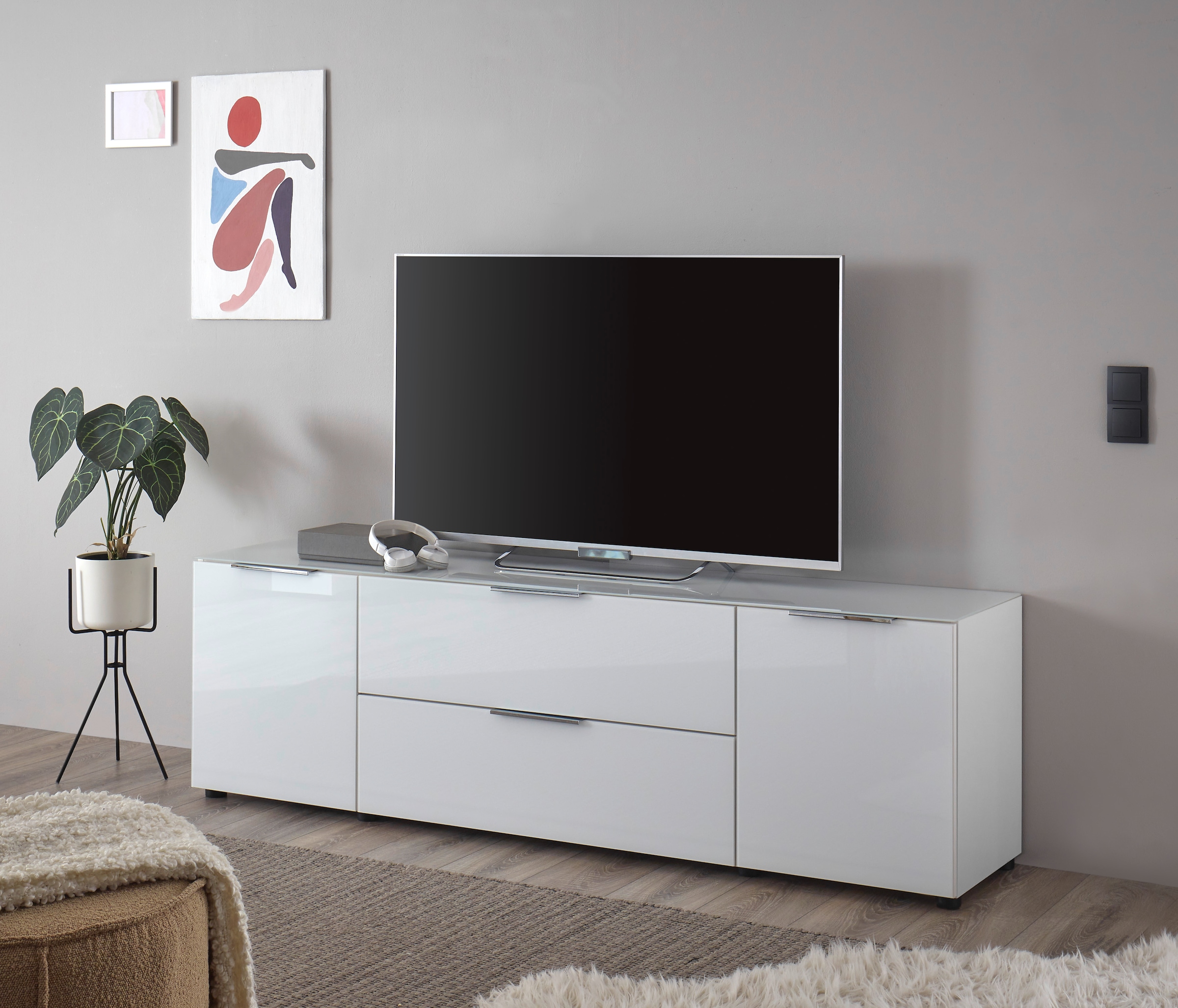 Image of HBZ Lowboard "Santorin, BxHxT 180x99x40 cm" 1 Stk. tlg. Breite 180cm, Softclose für Türen und Schubkästen, Melaminbeschichtung