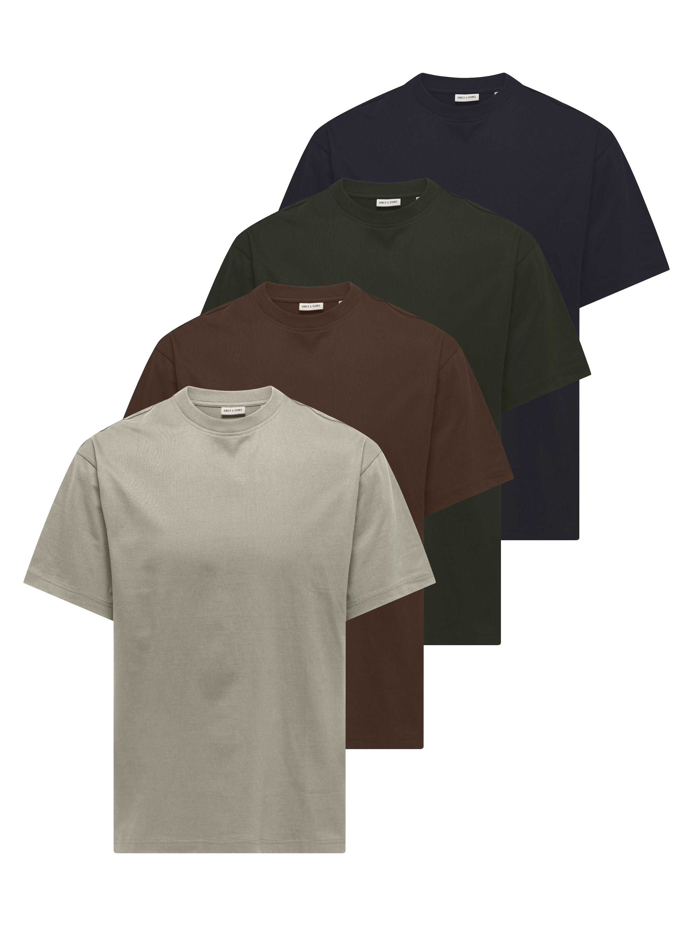 Image of ONLY & SONS T-Shirt "ONSFRED RLX SS TEE 4-PACK" Packung, 4 Baumwolle, relaxed fit