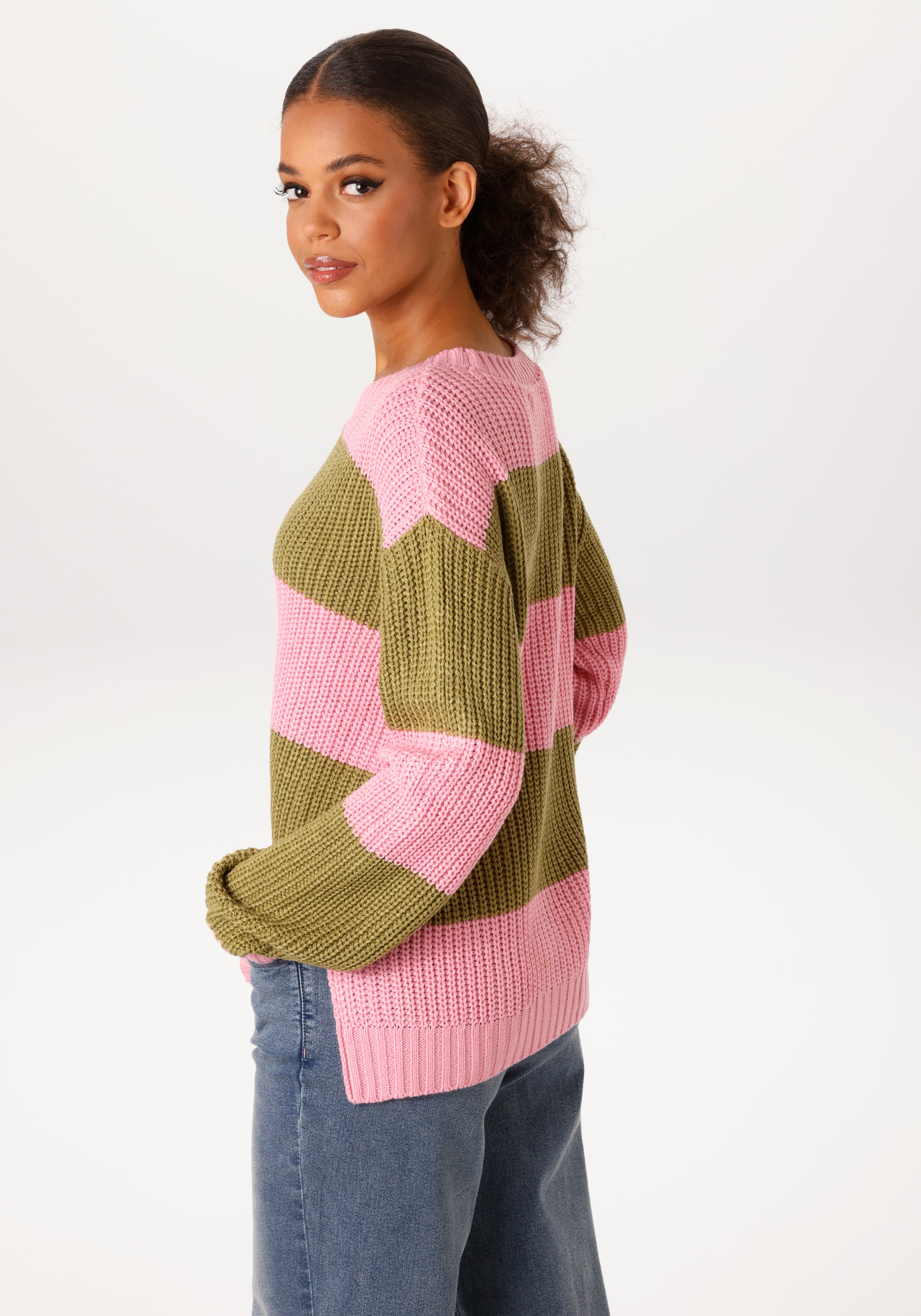 Aniston CASUAL Pull en tricot im Colorblocking mit breiten Streifen - NEUE KOLLEKTION