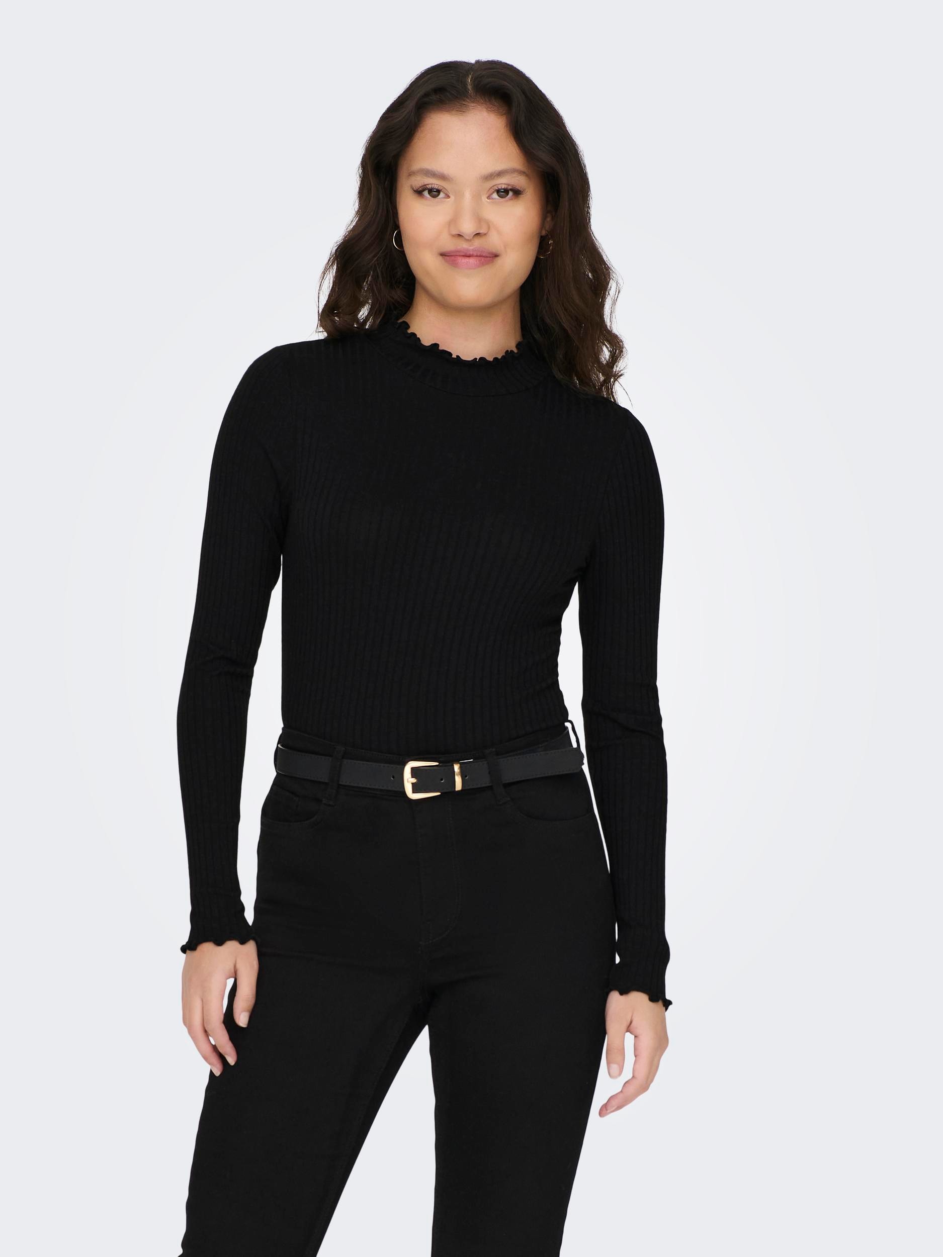 JDY Langarmbluse »JDYFRANSISKA L/S HIGHNECK TOP JRS NOOS«, mit gewellten Säumen
