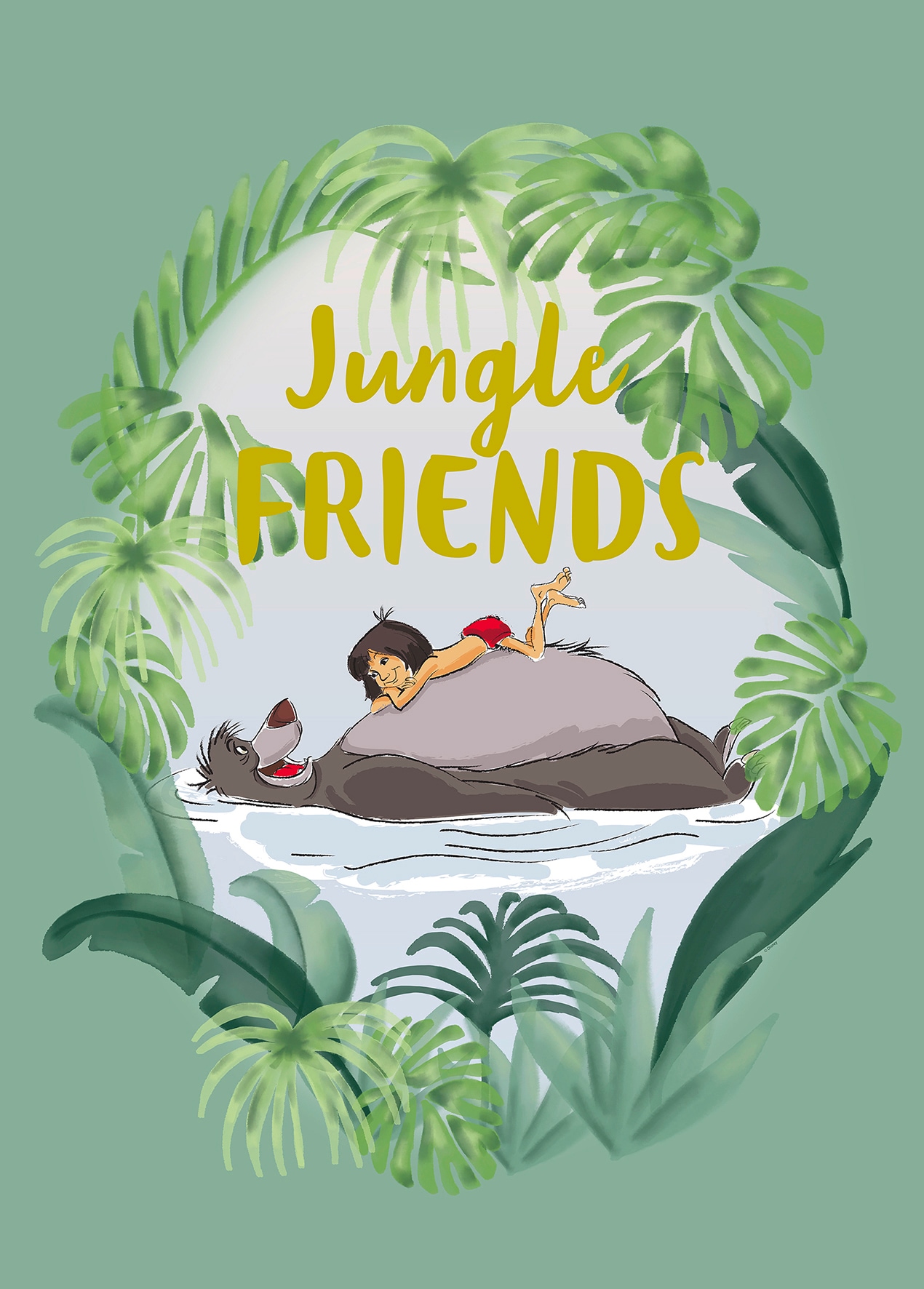 Image of Komar Bild "Jungle Book Friends" Disney 1 Stk. tlg. Wandbild zur Dekoration im Kinderzimmer - ohne Rahmen