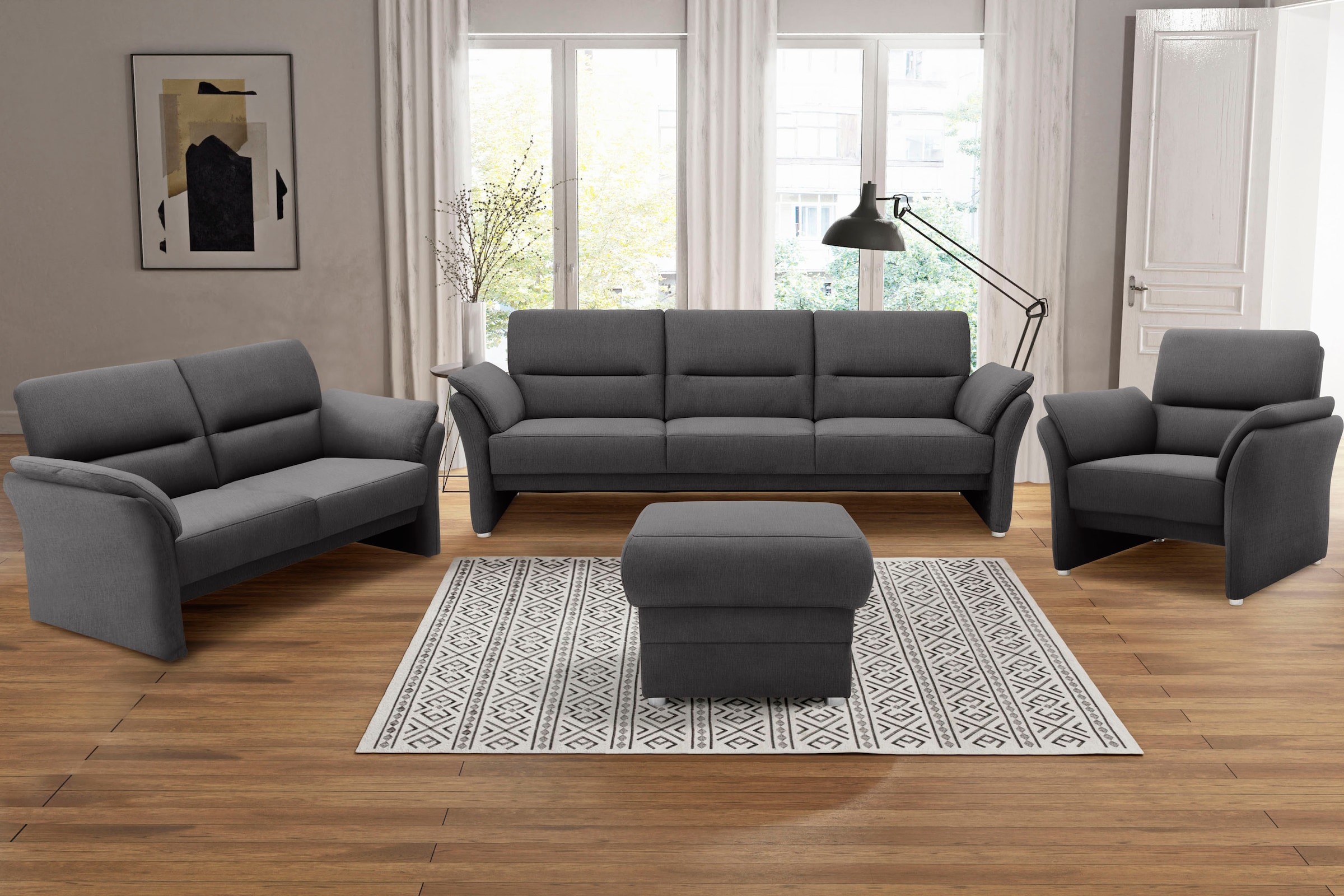 Image of DOMO collection Sessel "Pina elegant und zeitloser Clubsessel, bequemer Cocktailsessel" Hoher Sitzkomfort, Luxus-Microfaser weich, anthrazit