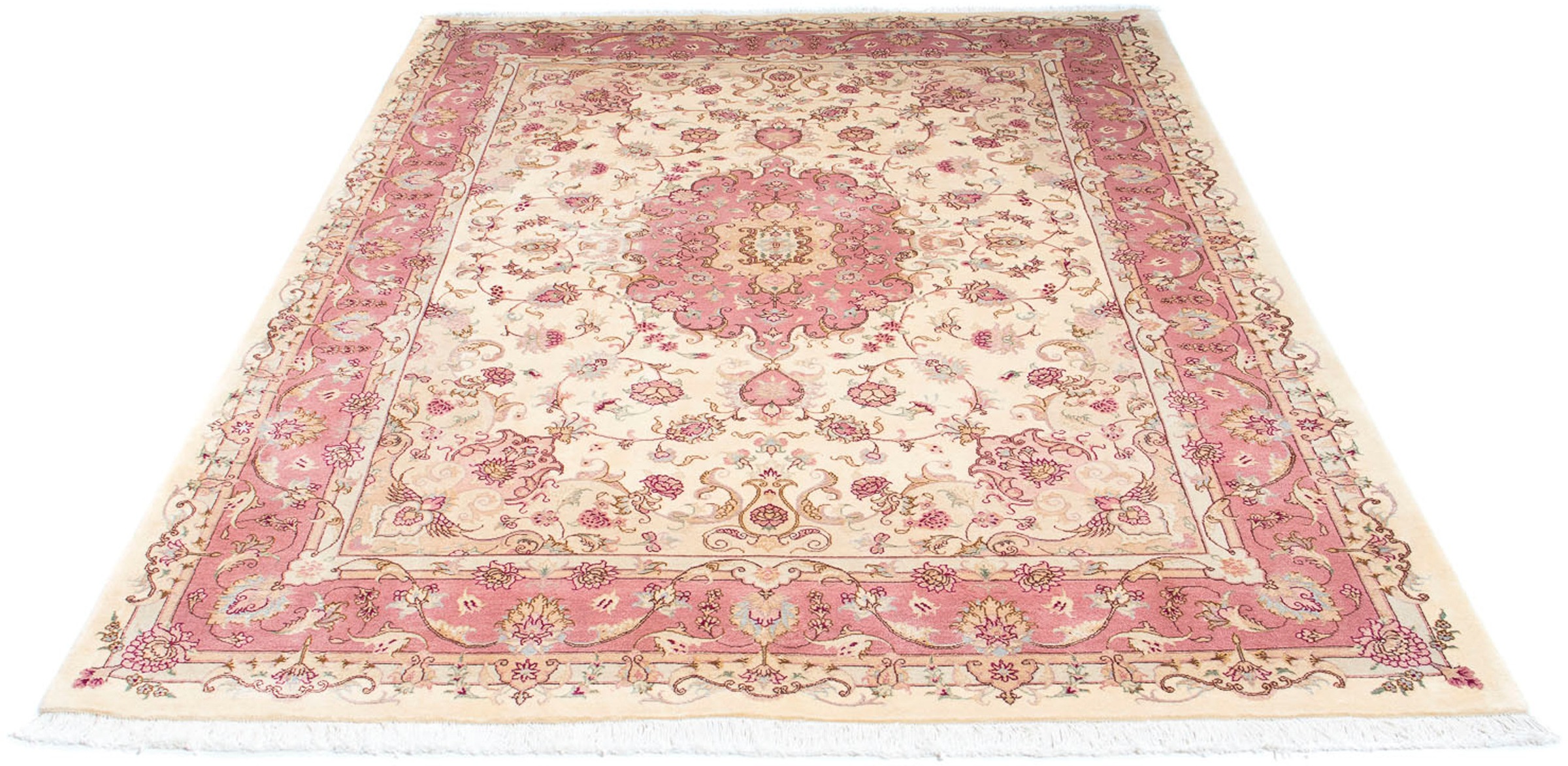 Image of morgenland Orientteppich »Perser - Täbriz - Royal - 240 x 170 cm - beige«, rechteckig, 7 mm Höhe, Wohnzimmer, Handgeknüpft, Einzelstück mit Zertifikat bei Ackermann Versand Schweiz