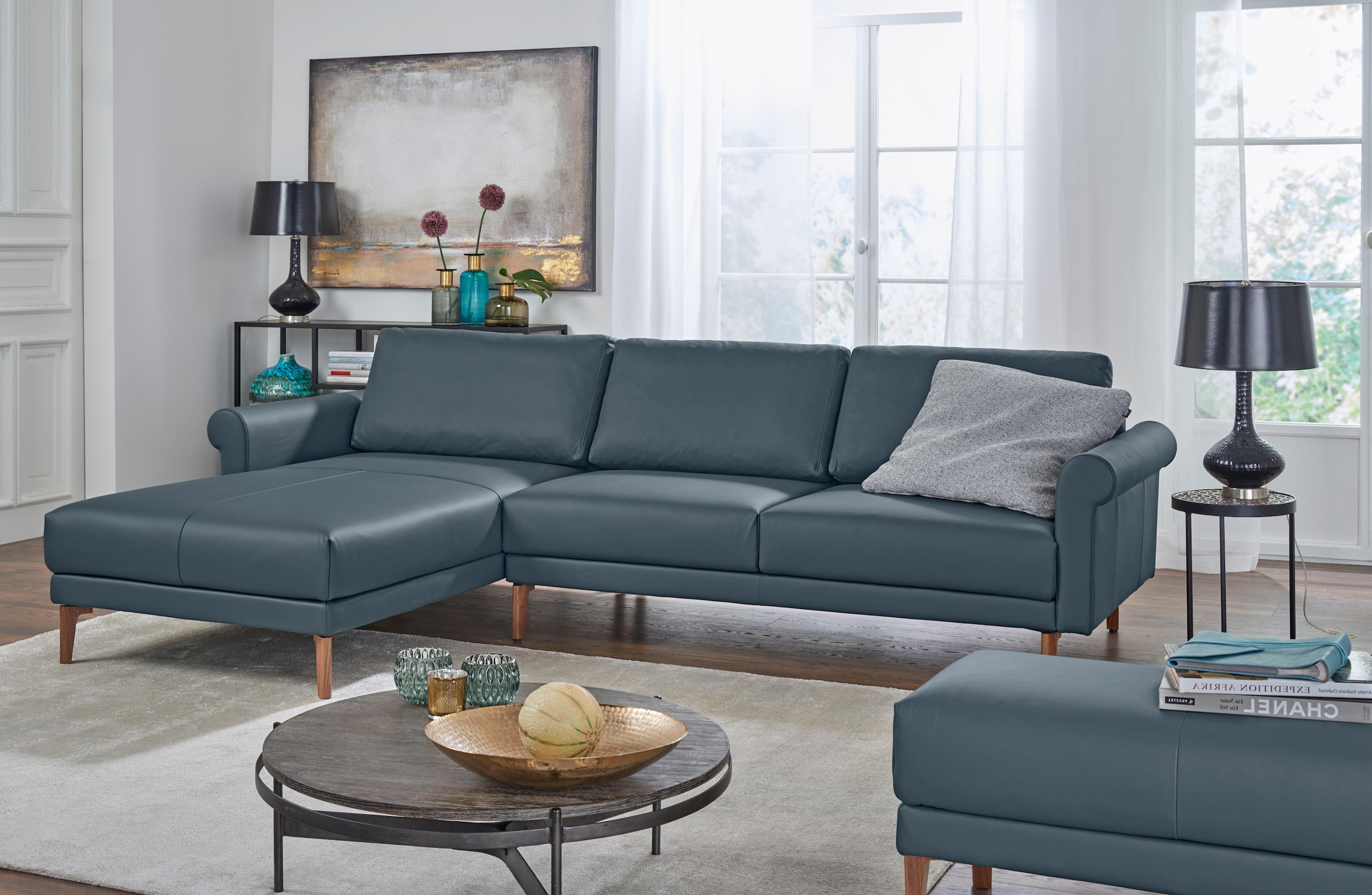 Image of Creation BY ROLF BENZ Ecksofa "CR.450, Designecksofa, Polsterecke, L-Form, 282/178 cm (B/T)" abgerundete Armlehne Schnecke, modern Landhaus, Leder oder Chenille