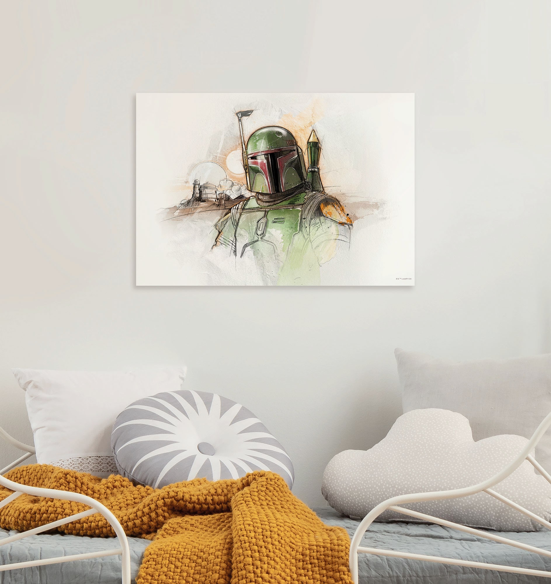 Image of Komar Leinwandbild "Star Wars Boba Fett Sketch" Disney 1 Stk. tlg. 60 x 40 cm (Breite x Höhe) - Kinderzimmer, Dekoration