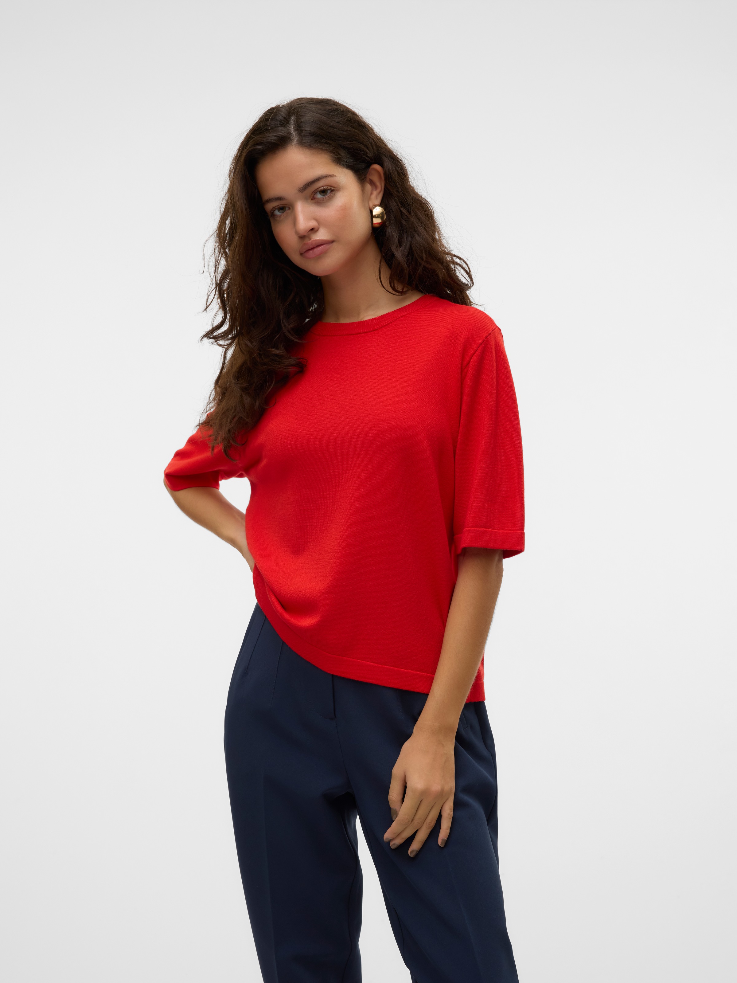 Vero Moda Kurzarmpullover »VMSILJE 2/4 O-NCK OVERSIZE PULL GA NOOS«
