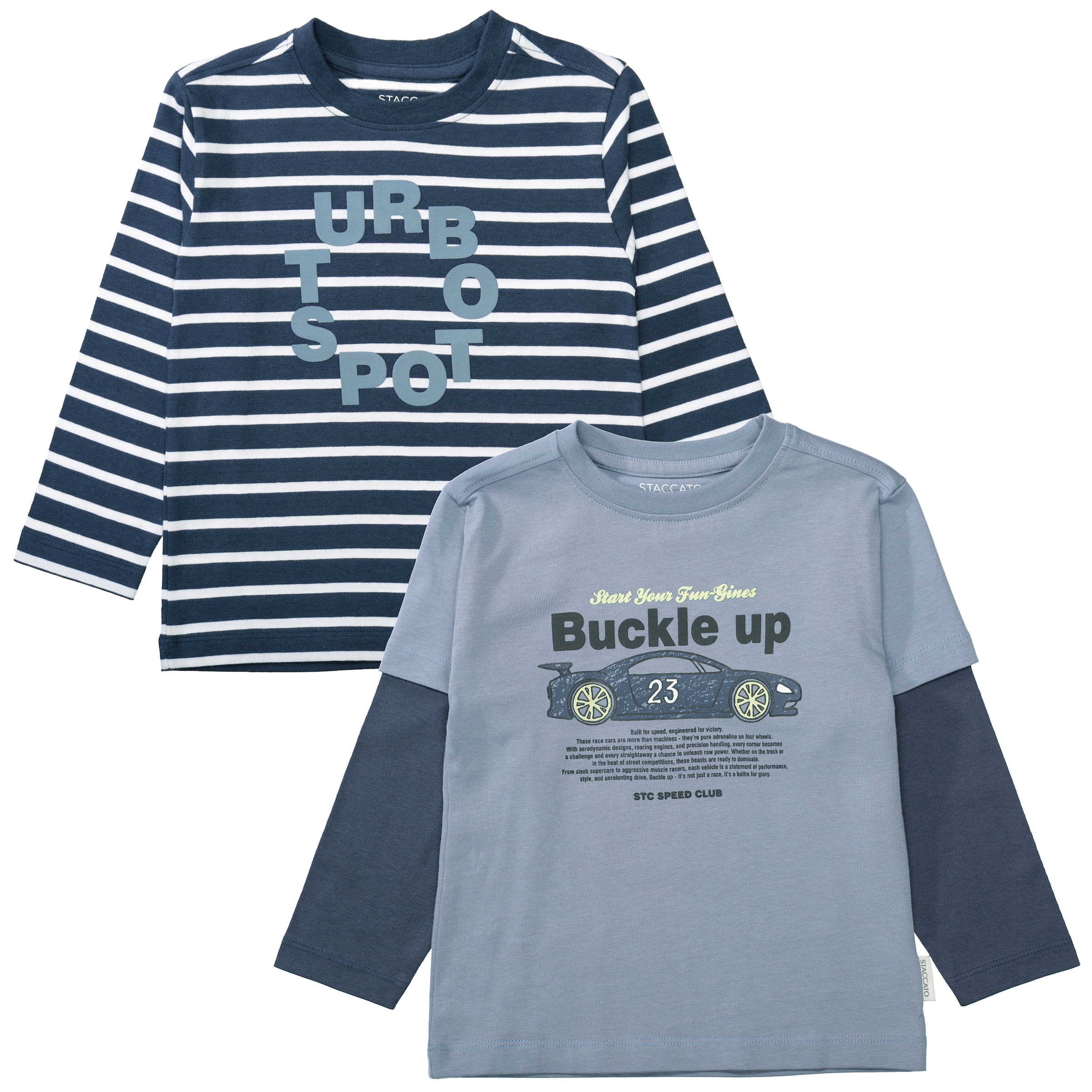 Image of STACCATO Langarmshirt 2 tlg. 2er Pack, geringelt und mit Frontprint, für Boys