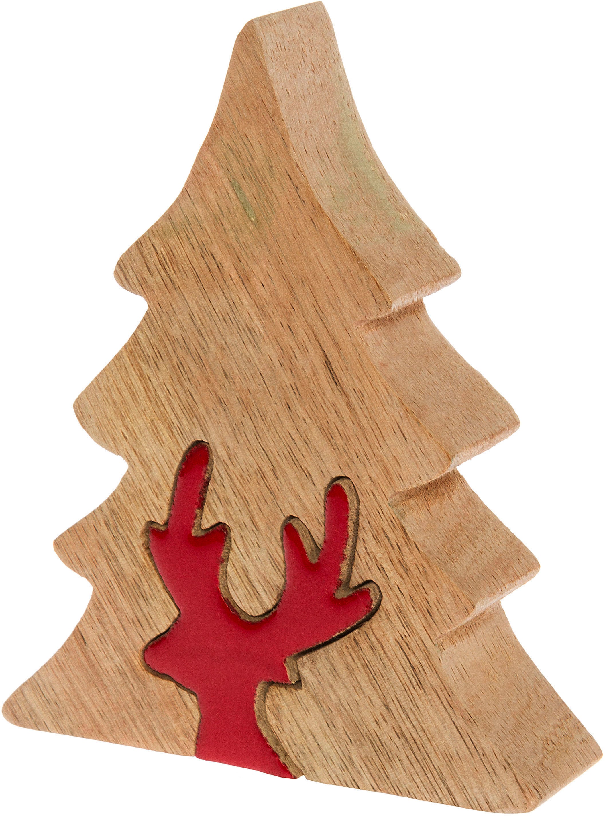 Myflair Möbel & Accessoires Dekobaum »Deko Puzzle Baum, mit Rentier« Weihnachtsdeko aus Holz, Weihnachtsbaum, Höhe ca. 17 cm