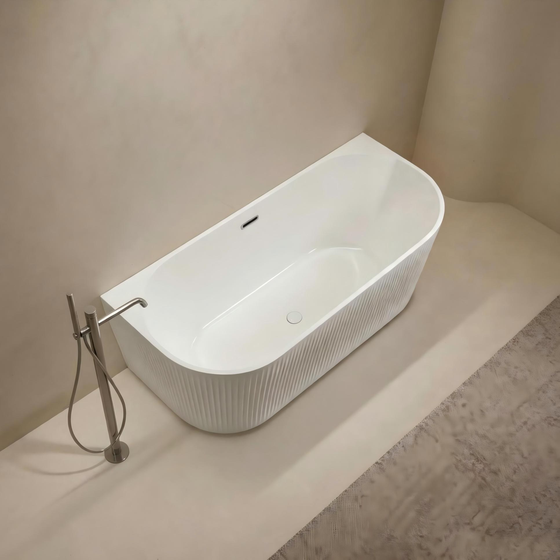 GOODproduct Badewanne »Sines« Höhe 59 cm mit Ablaufstöpsel | verstellbare Füsse | Überlauf wandanliegend, aus hochwertigem Sanitäracryl, mit Pop Up Ventil