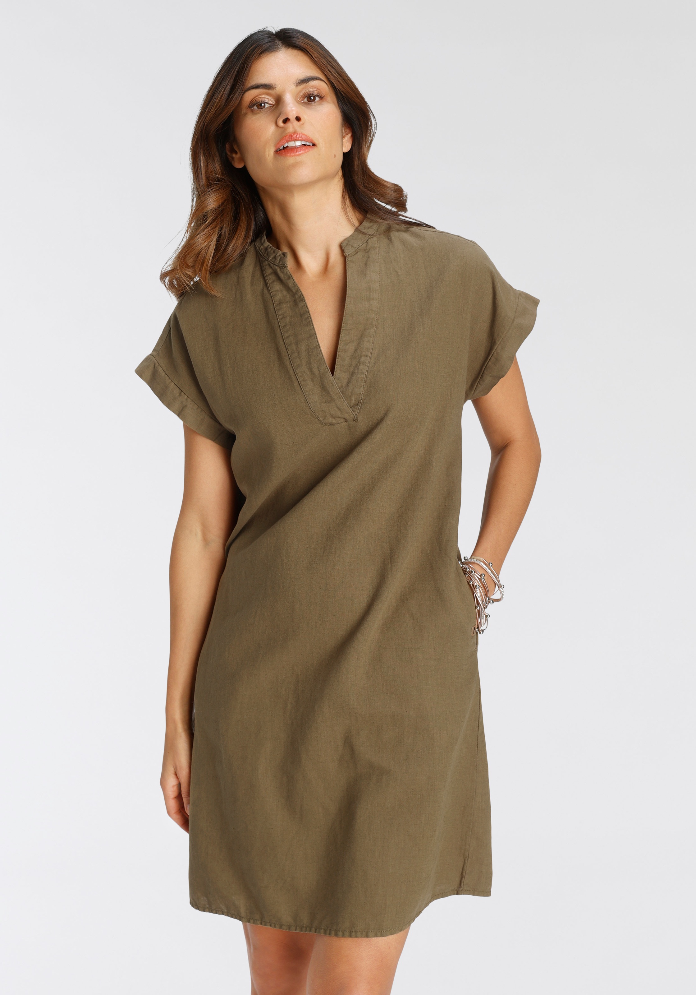 Image of camel active Sommerkleid, aus Leinen-Mix, Leinenkleid mit überschnittenen Schultern bei Ackermann Versand Schweiz