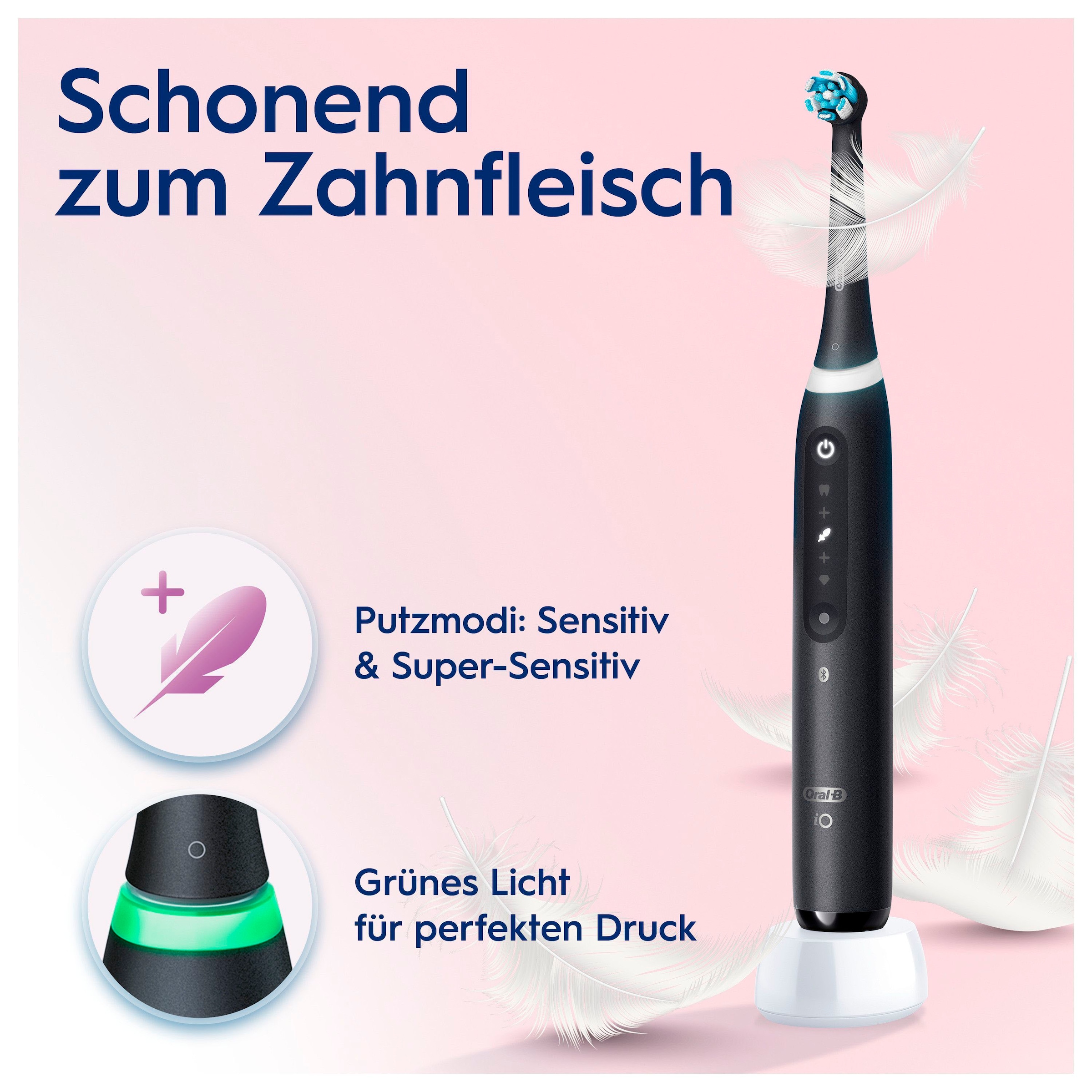 Oral-B Elektrische Zahnbürste »iO 5 Duopack«, 2 St. Aufsteckbürsten, mit Magnet-Technologie, LED-Anzeige, 5 Putzmodi, Reiseetui