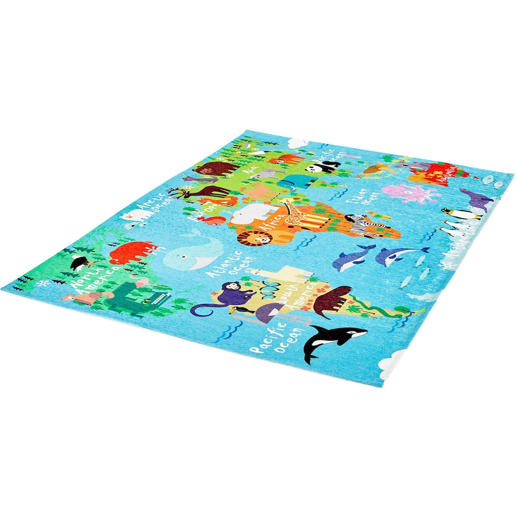 Obsession Kinderteppich »My Torino Kids 233«, rechteckig, 10 mm Höhe, Motiv Weltkarte, Kinderzimmer