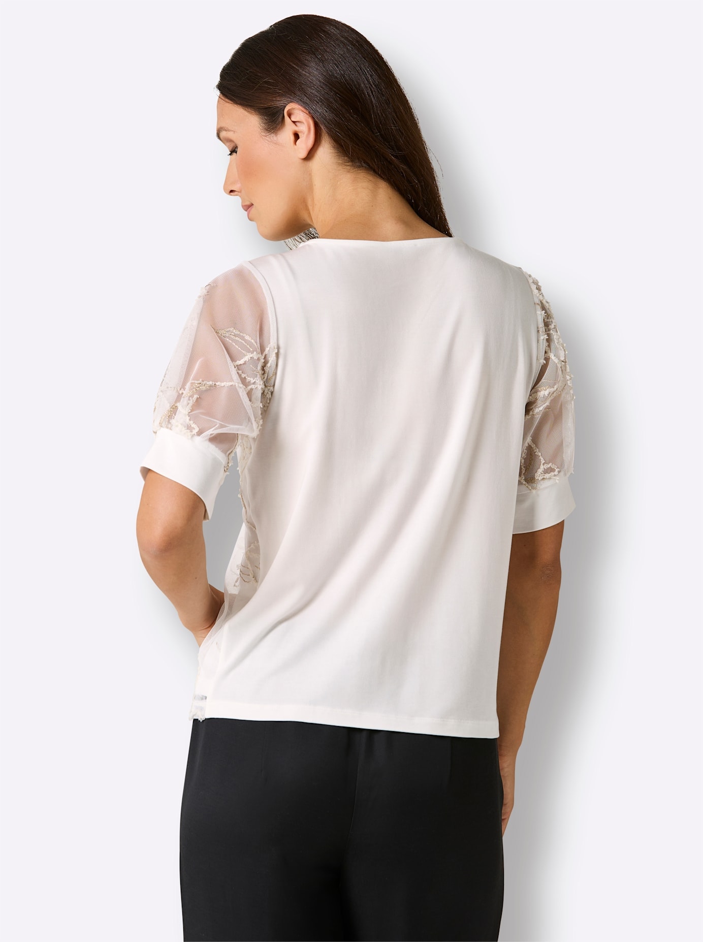 CREATION L PREMIUM Shirt à col rond »Mesh-Shirt« 1 pièces tlg.