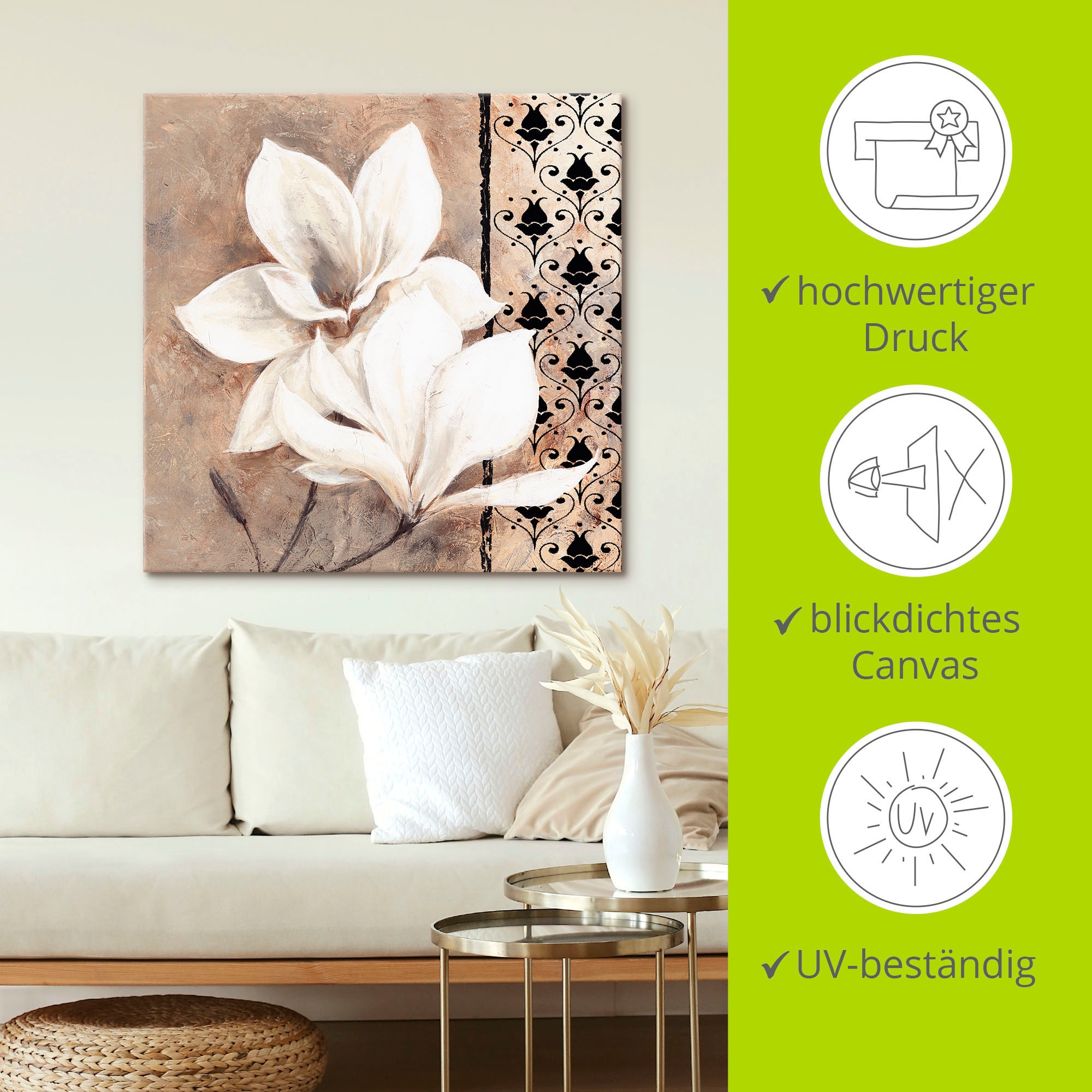 Artland Tableau sur toile »Klassische Magnolien« 1 cuis tlg. auf Holzrahmen gespannt