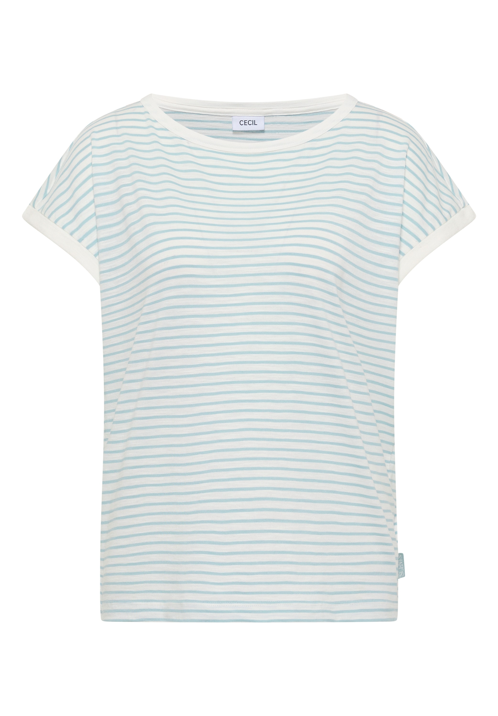 Cecil T-shirt lässiger Streifenlook, Rundhals, softer Materialmix