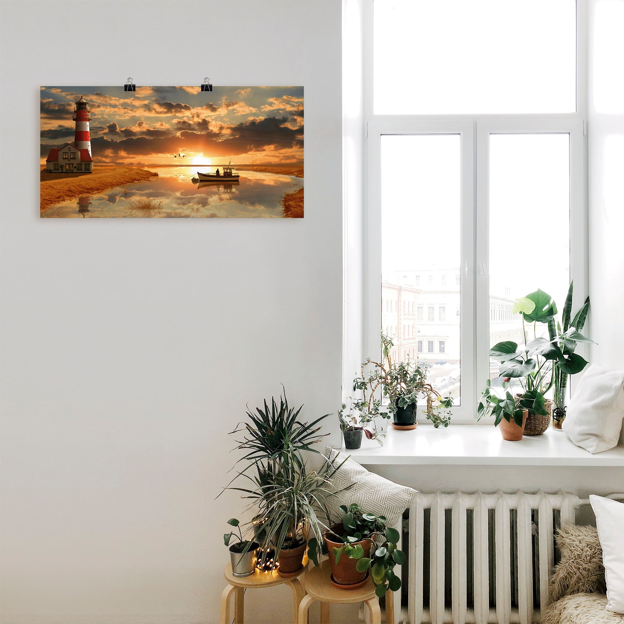 Artland Wandbild »Maritime Idylle beim Leuchtturm«, Gebäude, (1 St.), als Leinwandbild, Poster, Wandaufkleber in verschied. Grössen