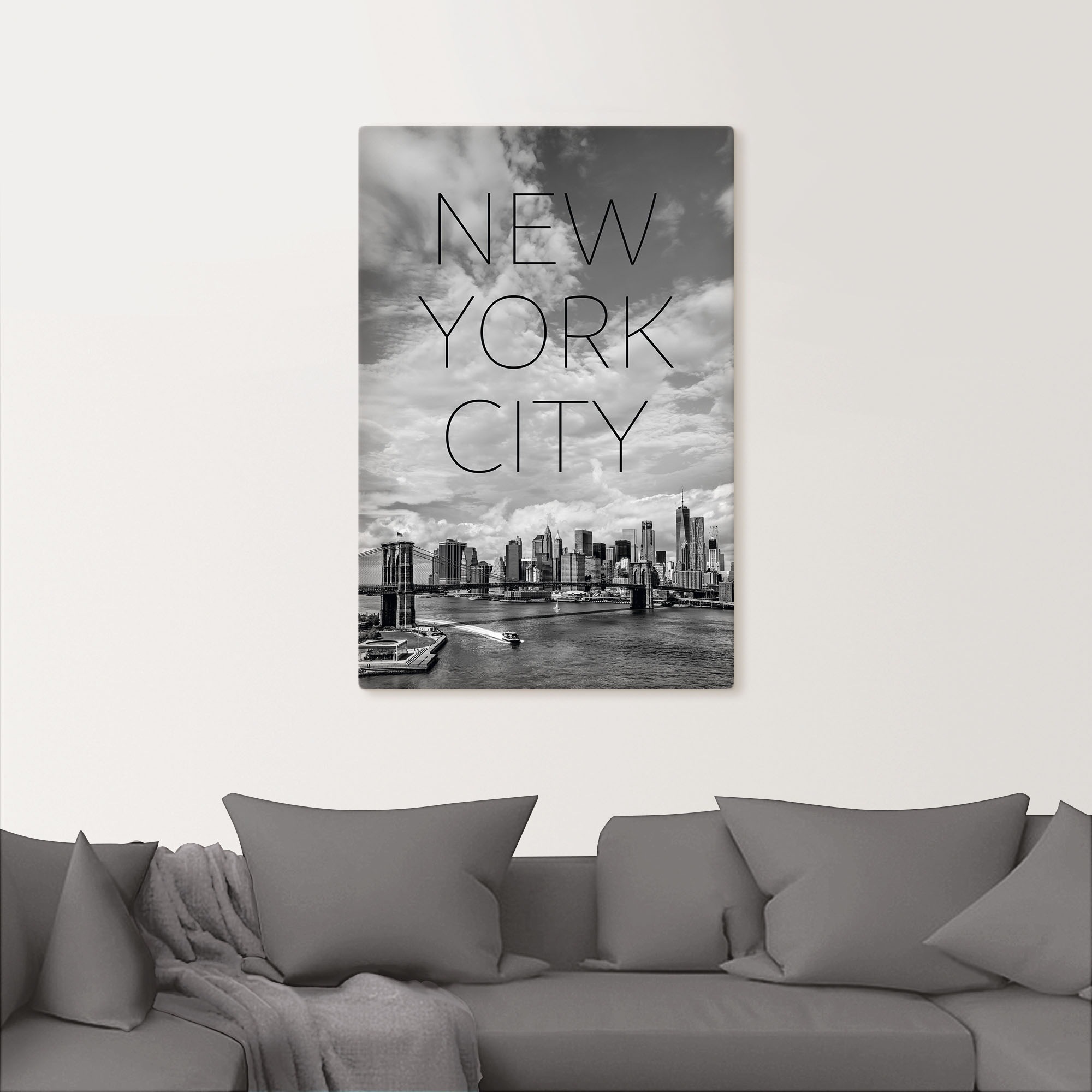 Artland Wandbild »NYC Brooklyn Bridge & Lower Manhattan«, New York, (1 St.), als Alubild, Leinwandbild, Wandaufkleber oder Poster in versch. Grössen