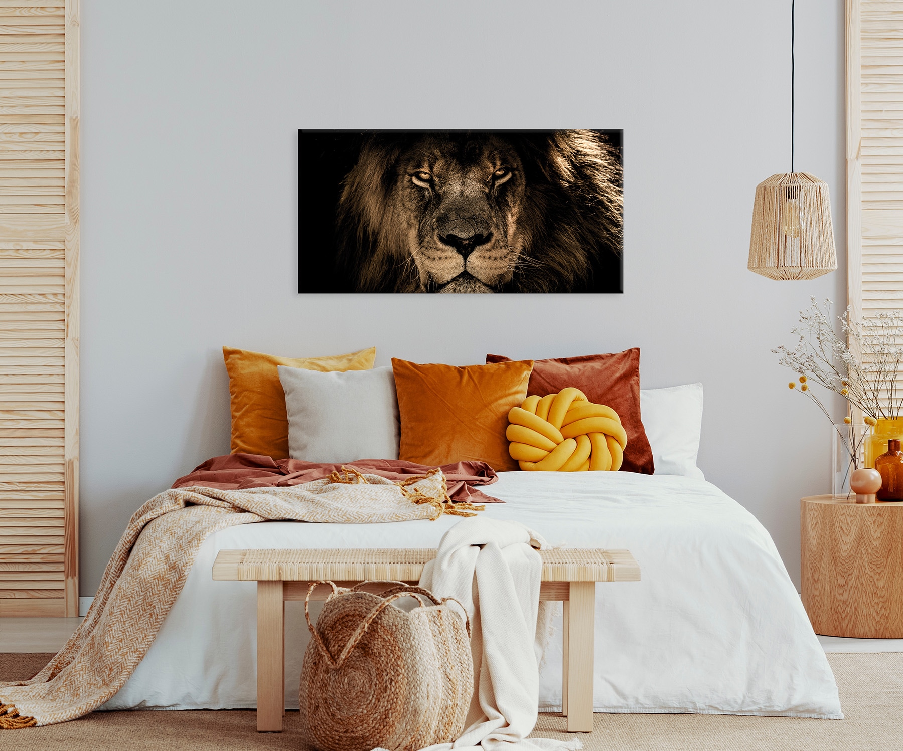 Bönninghoff Tableau sur toile »Wandbild LÖWE 50x100 cm – Leinwandbild Keilrahmen Deko modern« Lion 1 cuis tlg. tendu sur châssis