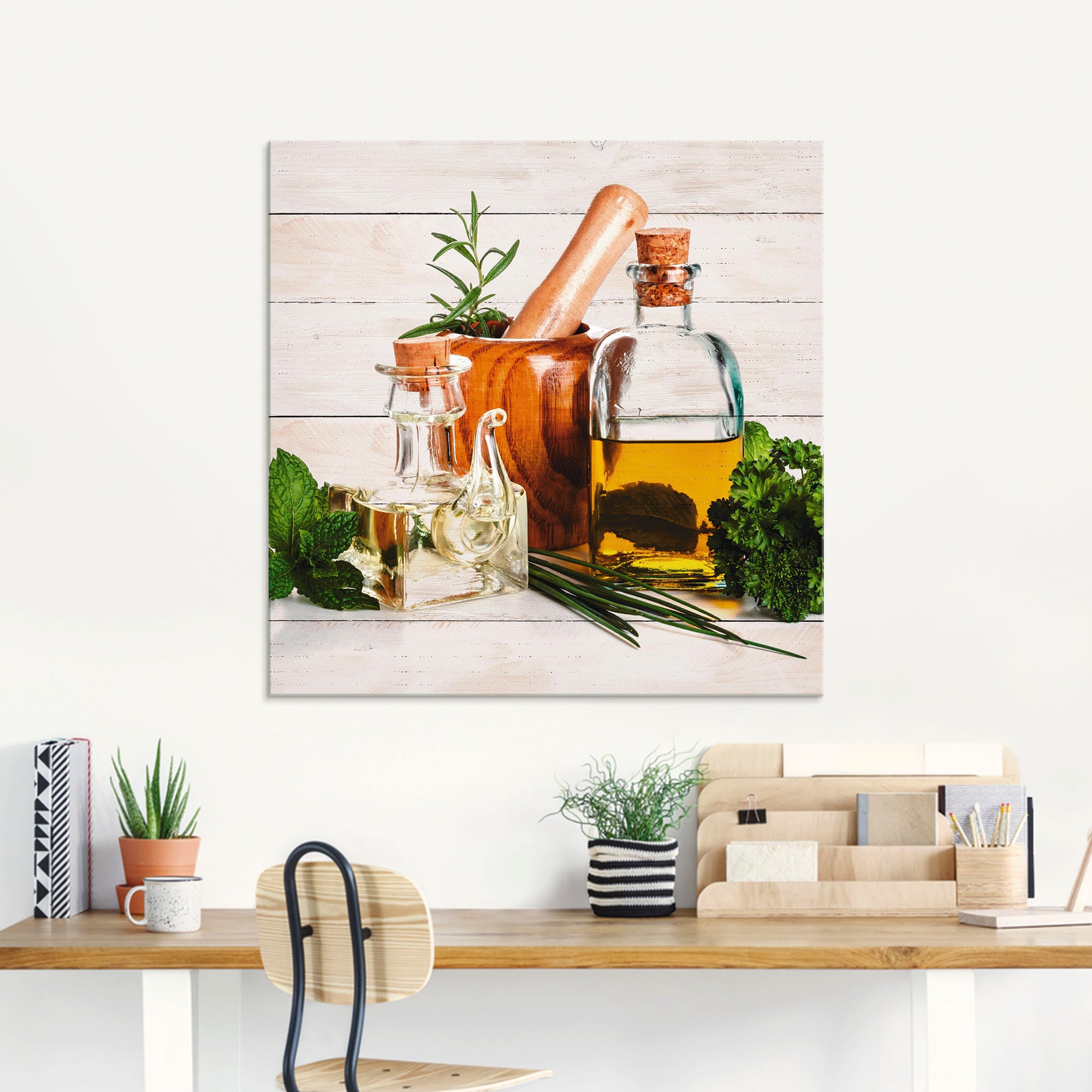 Image of Artland Glasbild "Olivenöl und Kräuter - Küche" Arrangements 1 Stk. tlg. in verschiedenen Grössen