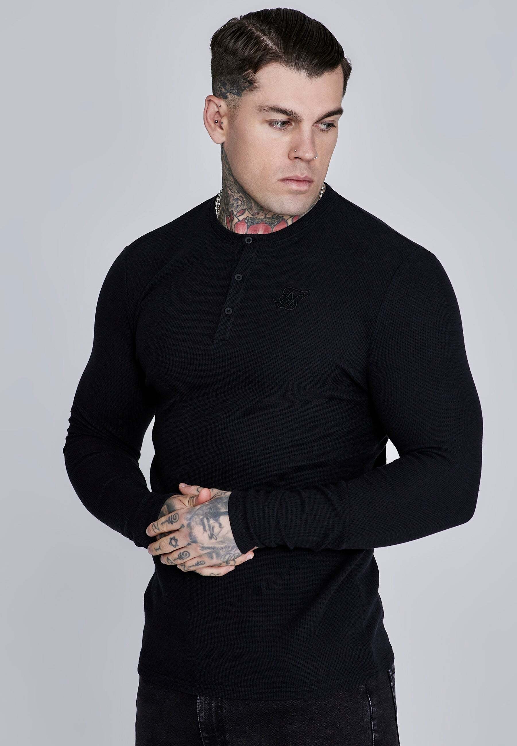 Siksilk T-Shirt »Siksilk T-Shirt Henley T-Shirt«