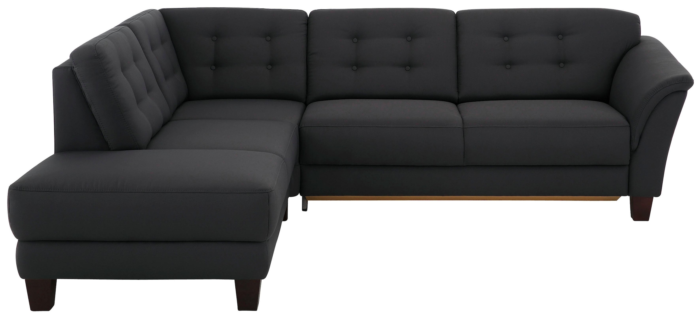 Home affaire Ecksofa »Trondheim L-Form«, mit Federkern und Knopfheftung im Rücken, Füsse Buche dunkel