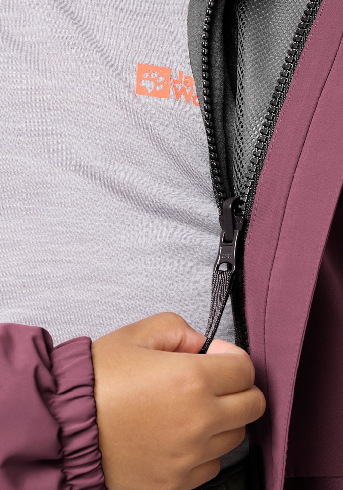 Jack Wolfskin Veste fonctionnelle 3 en 1 »ICELAND 3IN1 JACKET K« avec capuche pour enfants, avec capuche fixe, respirant, coupe-vent, imperméable
