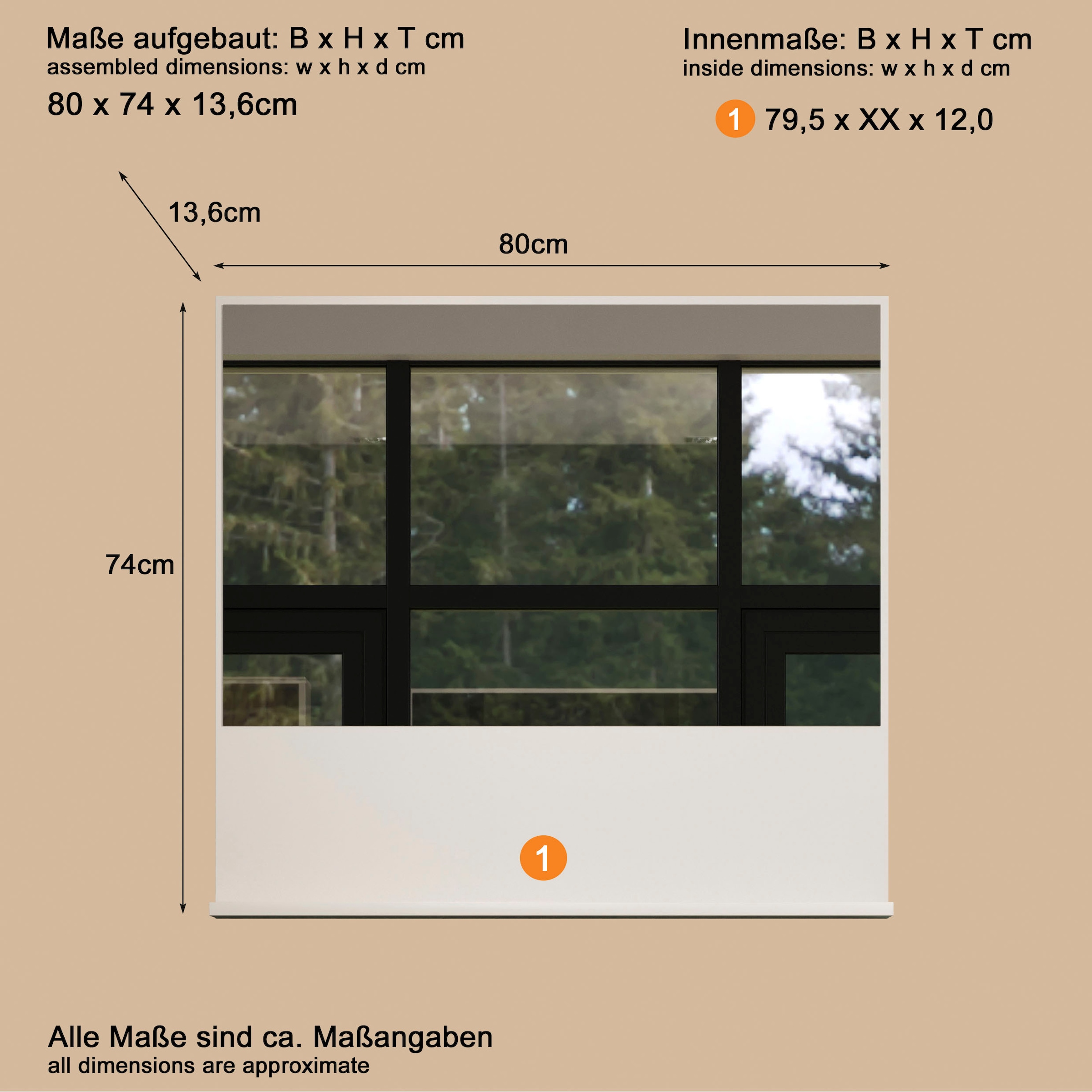 welltime Wandspiegel »San Pedro« Kompakter Badspiegel mit Ablagefläche – Masse (B/T/H) 80/14/74 cm