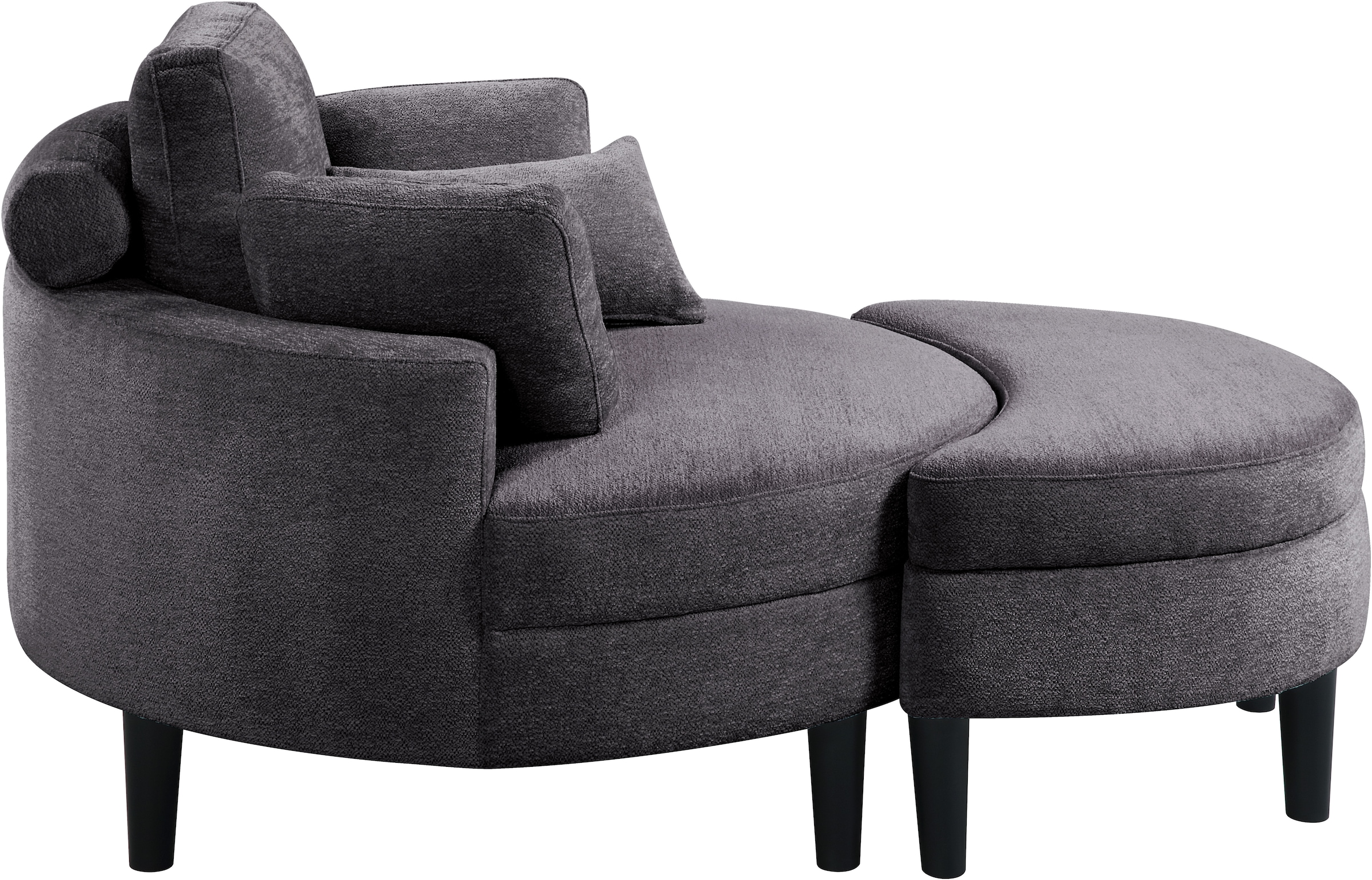 ATLANTIC home collection Loveseat »Ravi«, XXL- Sessel, inklusive Stauraumhocker, Rückenkissen & drei Zierkissen