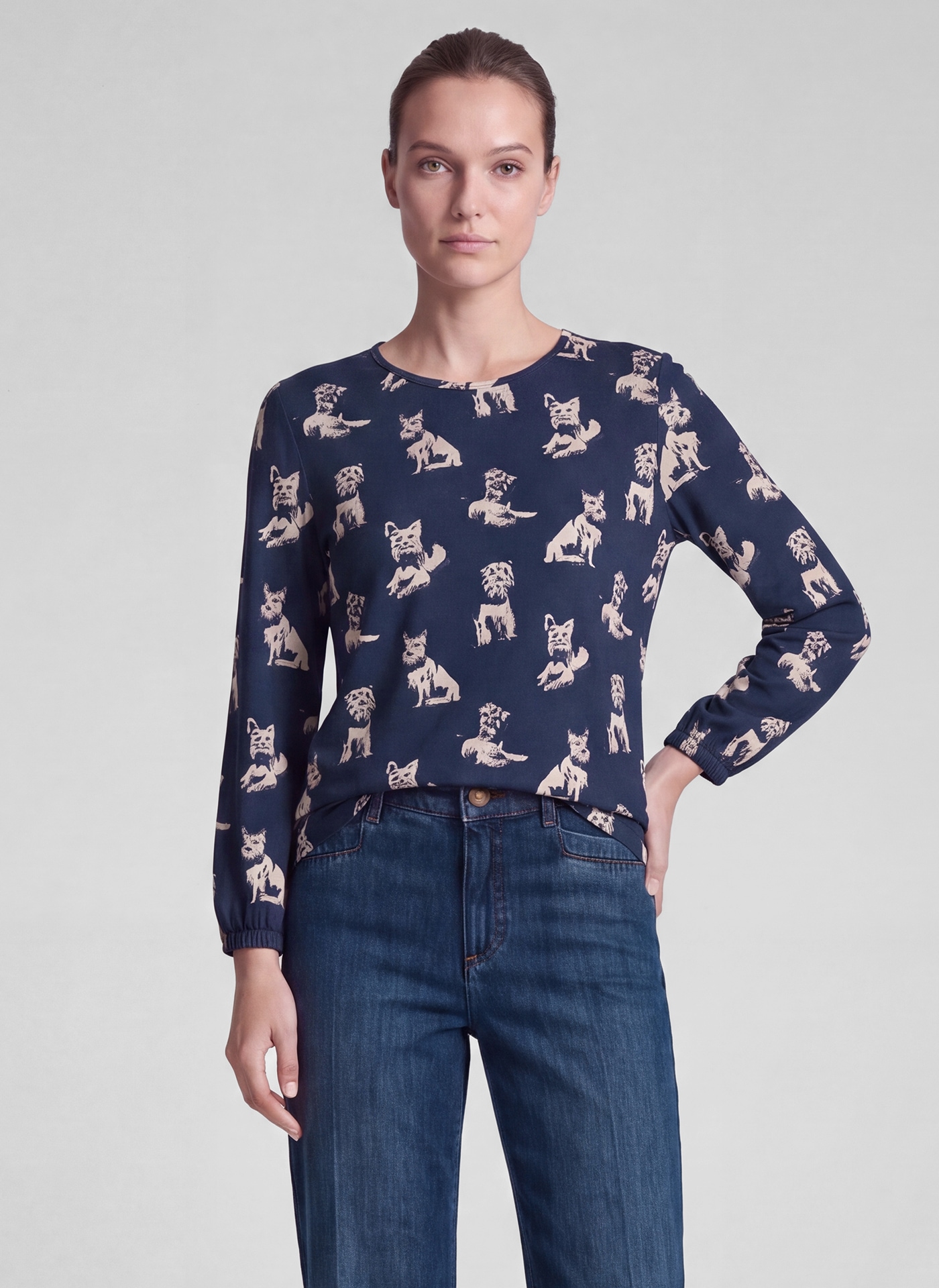 Image of Rabe 3/4-Arm-Shirt mit Hunde-Motiven